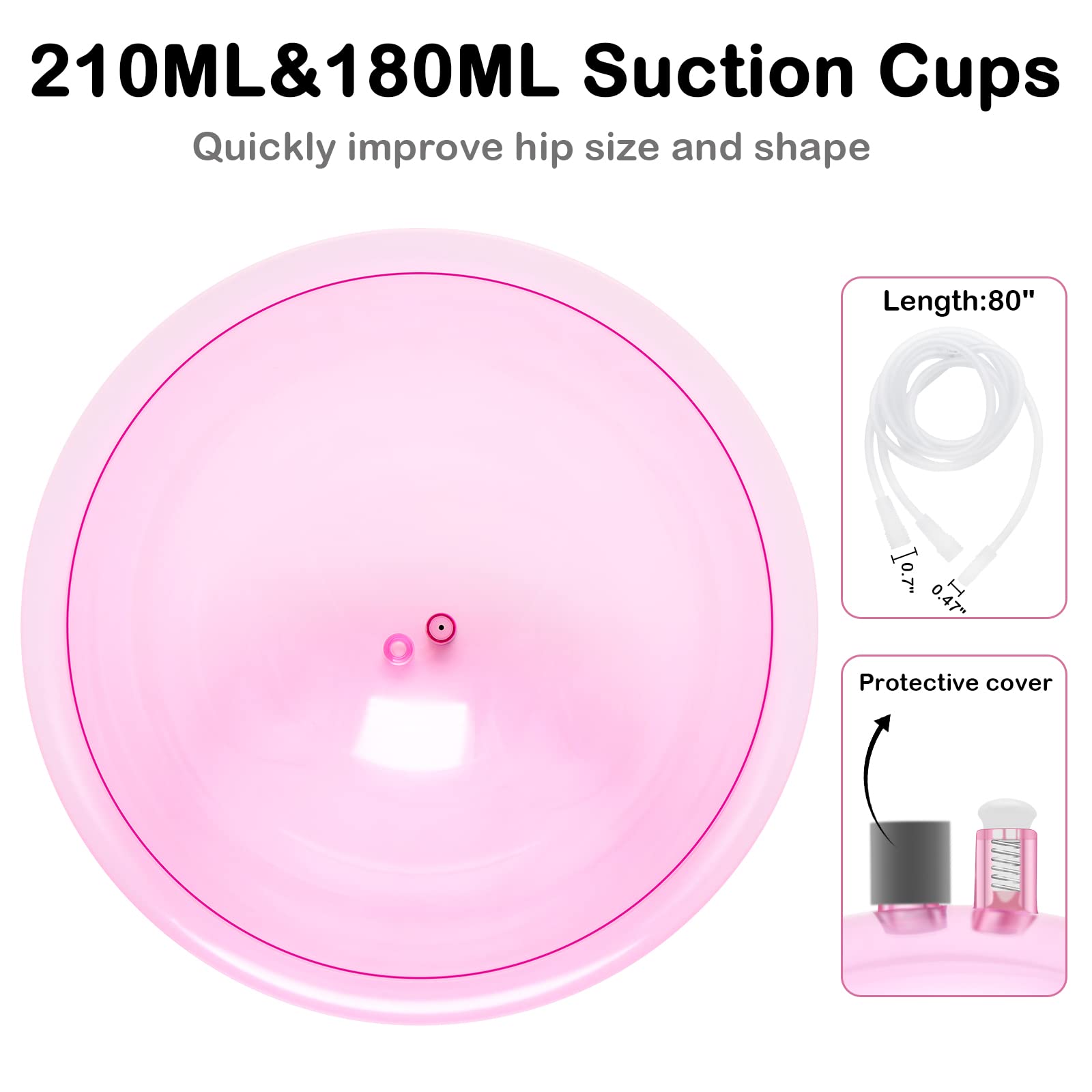 Weiwei Buttock Vacuum Therapy Cups - 180ml & 210ml XL Butt Shape Suction Cups (8.4