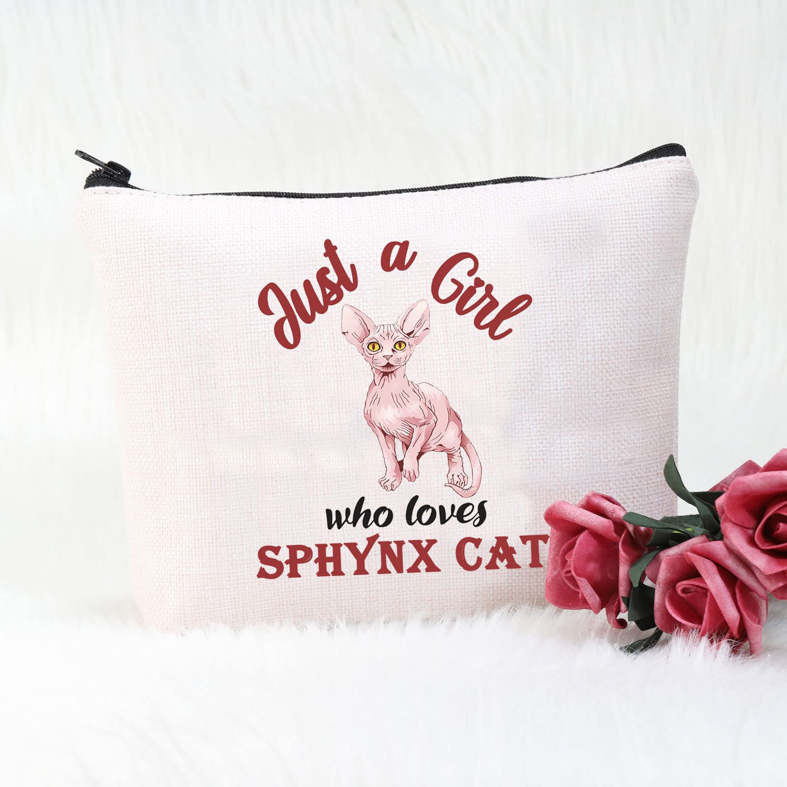POFULL Sphynx Cat Lover Cosmetic Bag - Hairless Cat Owner Gift for Women, Perfect for Travel & Makeup Storage | Cute Sphynx Cat Themed Makeup Pouch for Cat Enthusiasts
