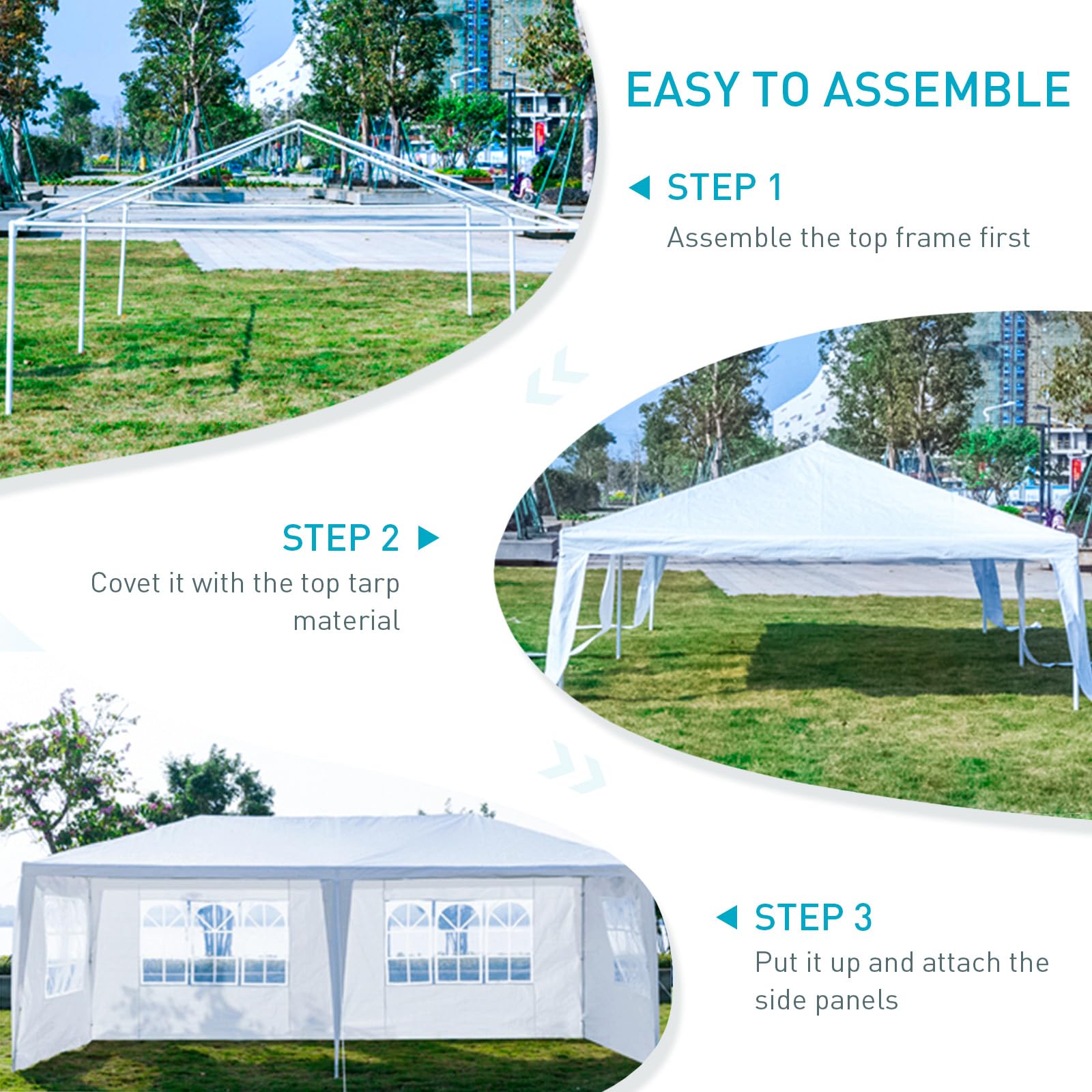 BNSPLY 10x20 FT White Outdoor Party Tent - Large Wedding & Birthday Canopy with 6 Removable Sidewalls & Transparent Windows - Perfect for Garden Events, Backyard Parties, Patio Gatherings and Outdoor Celebrations