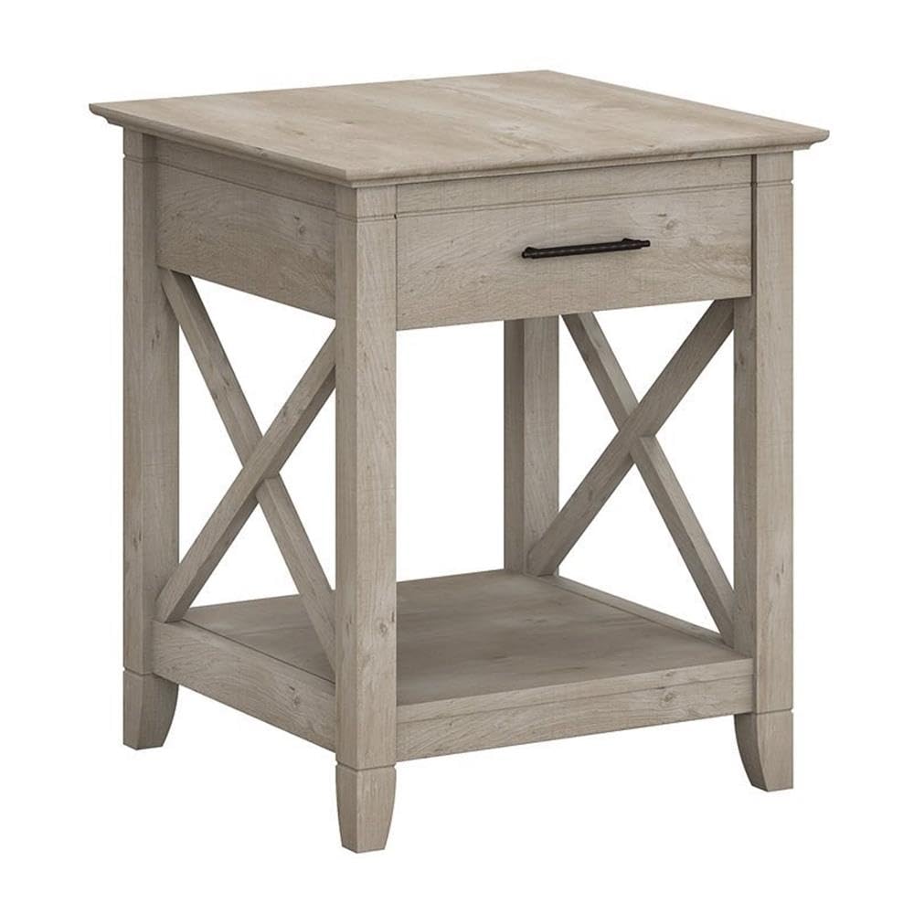 Home Square 2-Piece Wood End Table Set with Storage Shelf in Washed Gray - Perfect for Living Room, Bedroom & Small Space Furniture
