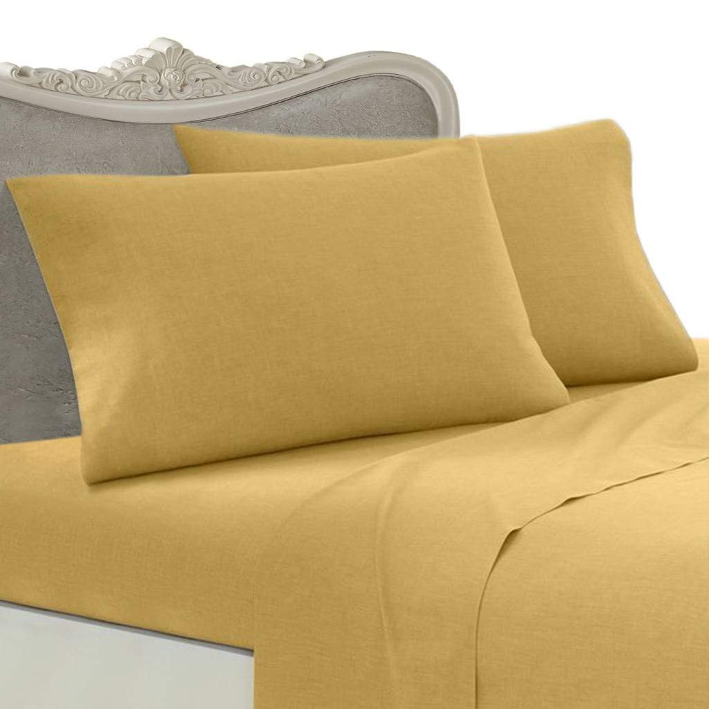7-Piece Italian 1500 Thread Count Egyptian Cotton Bedding Set - King Size Luxury Sheet & Duvet Set in Gold Solid Color with Premium Italian Finish | Perfect for Master Bedrooms, Guest Rooms & Luxury Hotels