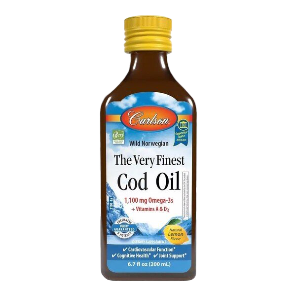 Carlson Labs Wild Norwegian Cod Liver Oil with Lemon Flavor - 200ml Bottle | Premium Omega-3 Supplement for Heart, Brain & Joint Health | Ideal for Daily Wellness Routine & Immune Support