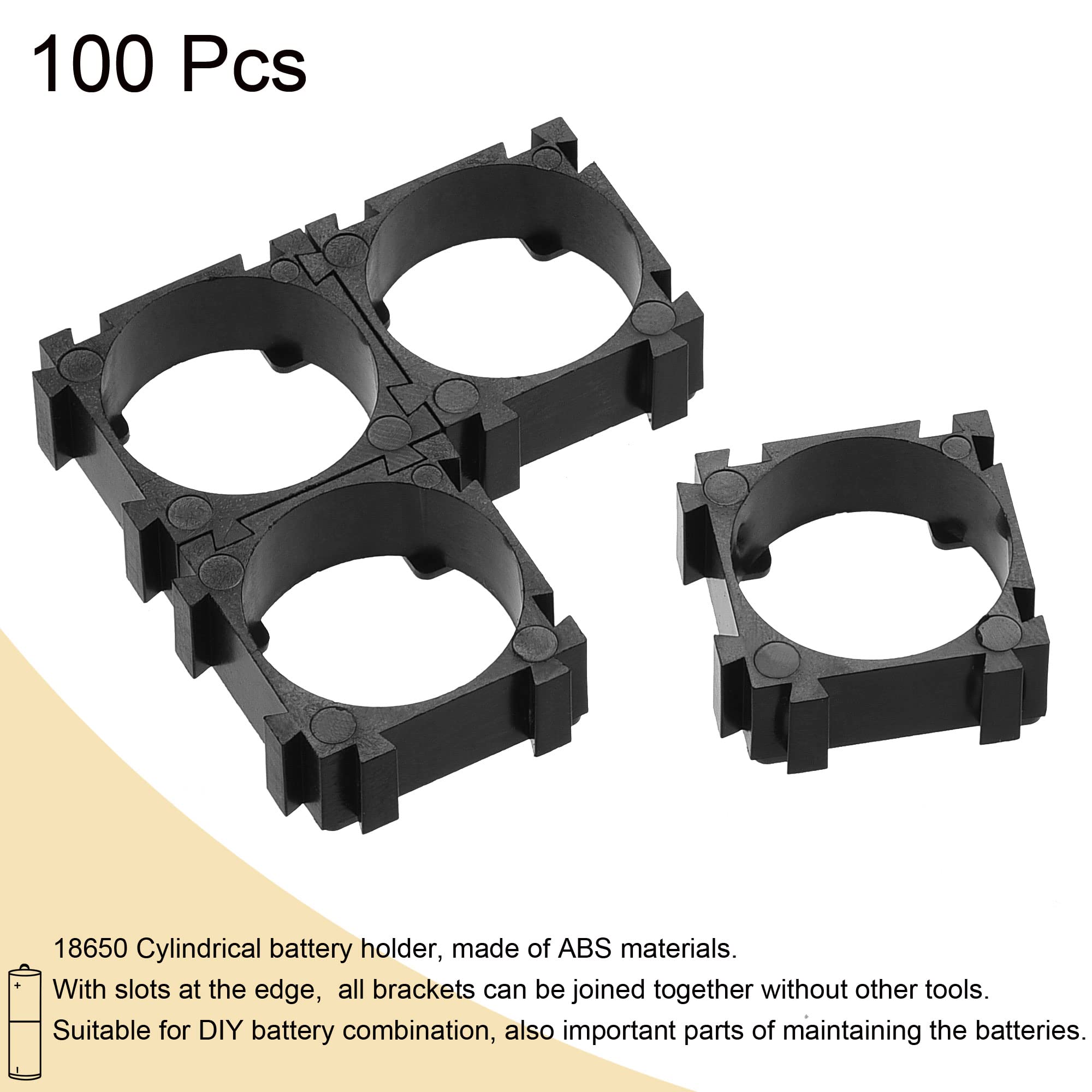 MECCANIXITY 18.4mm Battery Holder Bracket - 100 Pcs DIY Battery Pack Kit for 18650 Cells | Perfect for Robotics, Flashlights, and Electronic Projects
