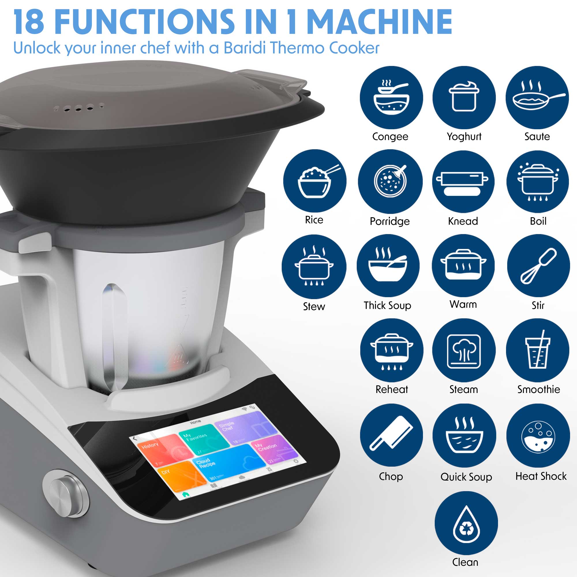 Baridi Smart Thermo Cooker with 18 Preset Functions & 7