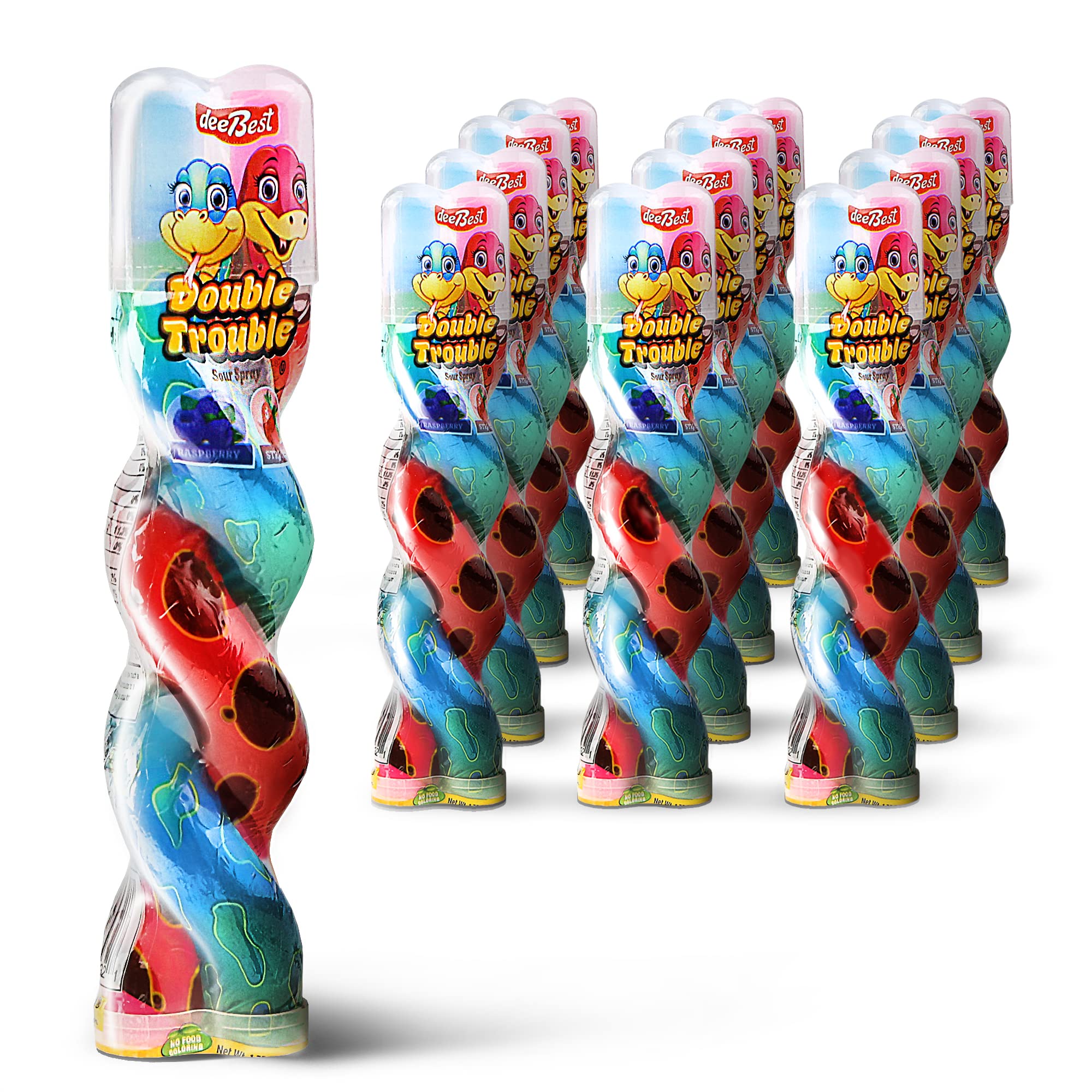 2-in-1 Strawberry & Raspberry Sour Candy Liquid Spray - Snake-Shaped Fun, No Artificial Colors, Kosher Certified (Pack of 12) | Perfect for Halloween Treats, Party Favors & Prank Gifts