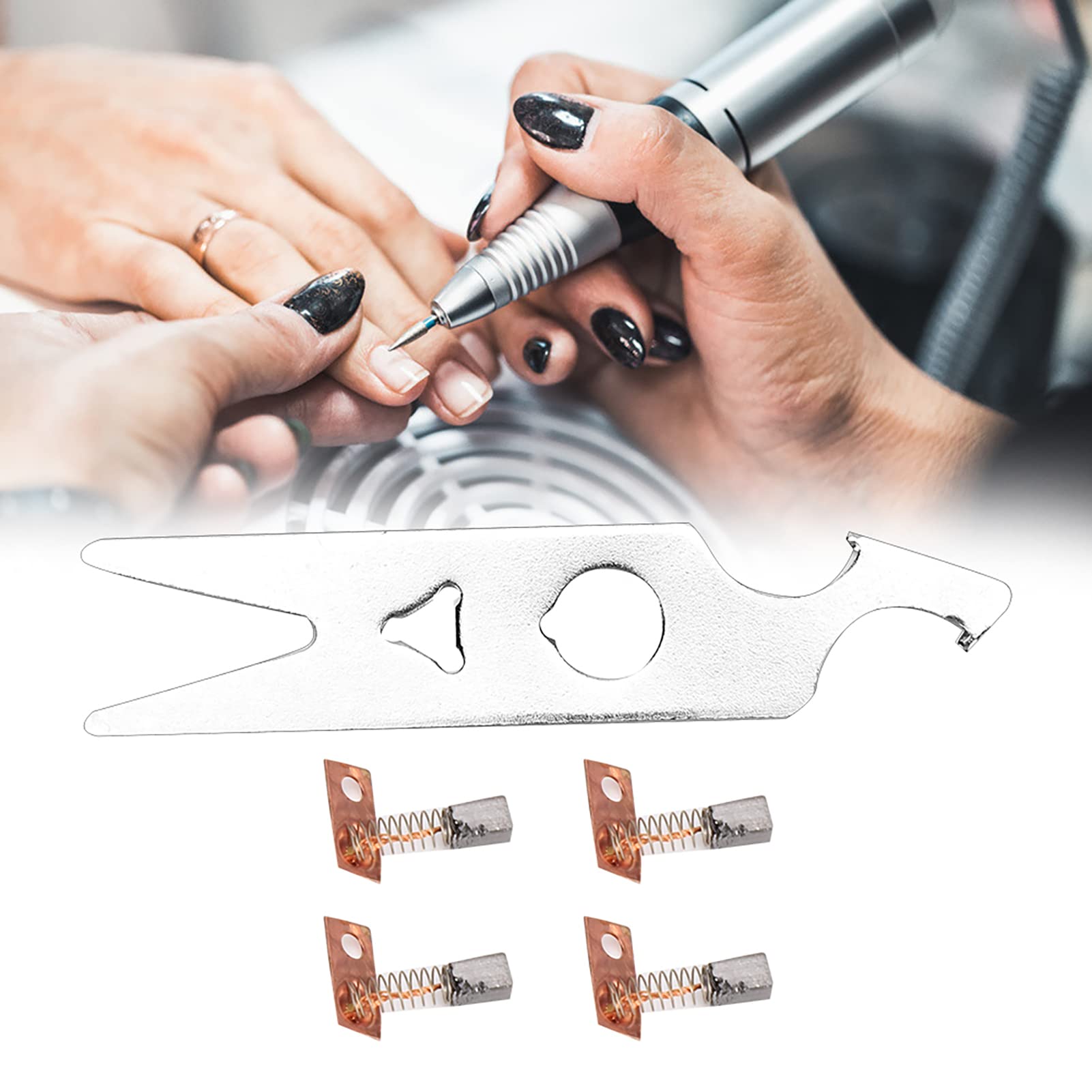 2 Pairs Carbon Brush Wrench Set - Nail Drill Handpiece Replacement Parts & Accessories for Professional Manicure & Pedicure Salon Tools (Perfect for Nail Art, Acrylic & Gel Extensions)