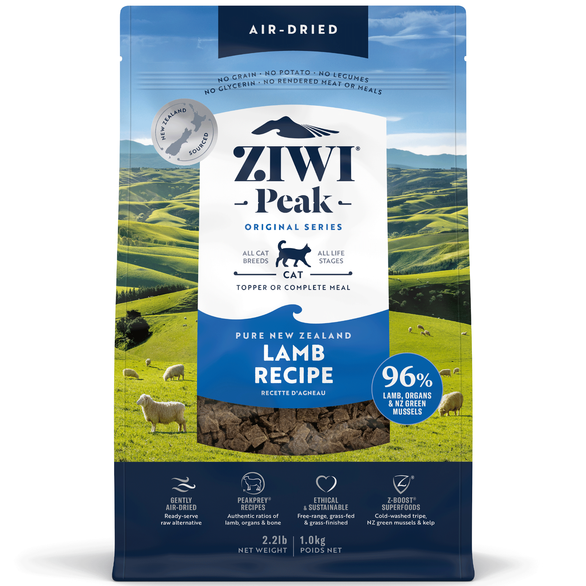 Ziwi Peak Air-Dried Lamb Cat Food - Grain-Free, High-Protein, Natural Ingredients for Healthy Cats - Perfect for Indoor & Outdoor Felines