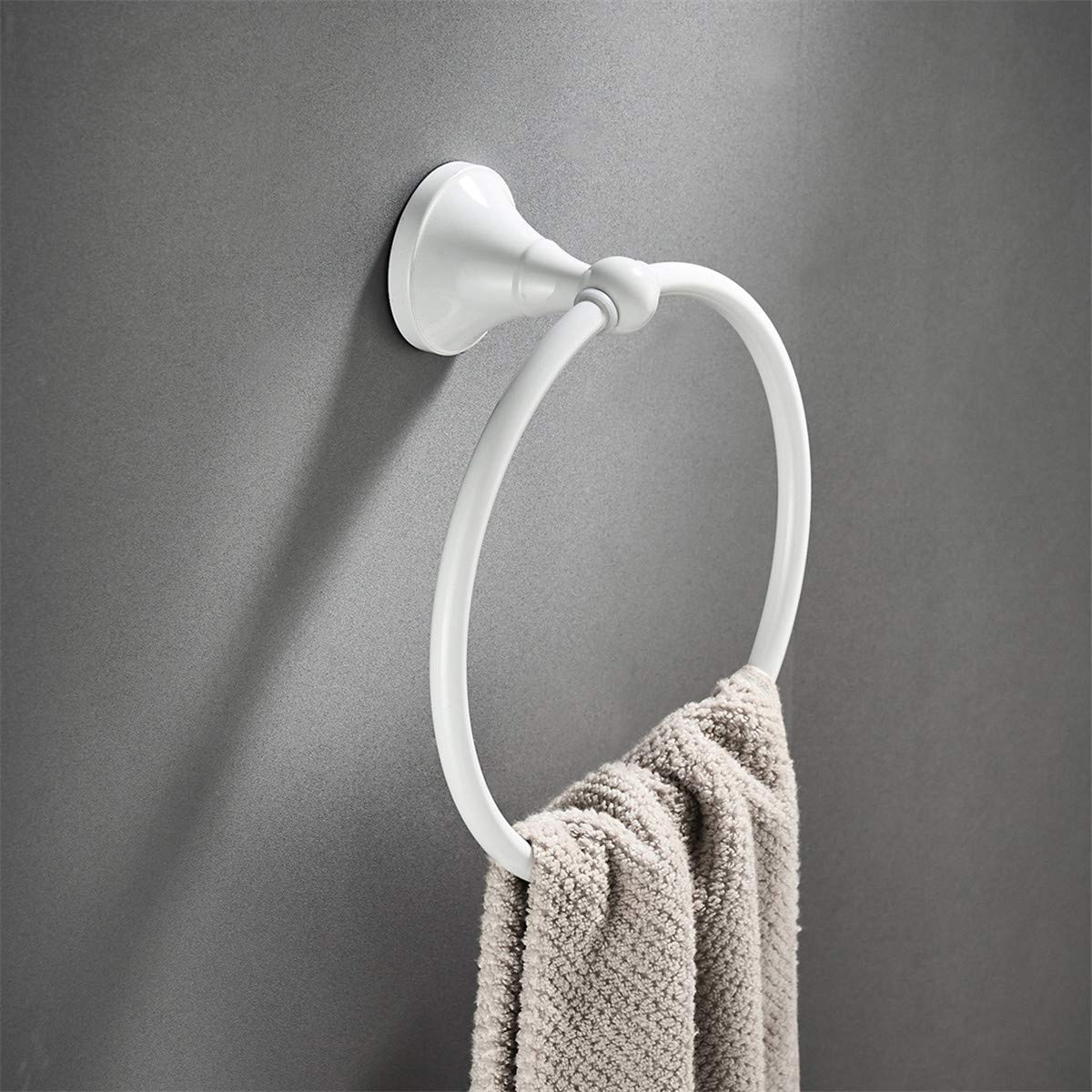 Flybath Wall Mounted Toilet Paper Holder & Towel Ring Set - Brass Bathroom Accessories in White | Perfect for Modern Bathrooms, Powder Rooms & Spa-Style Decor
