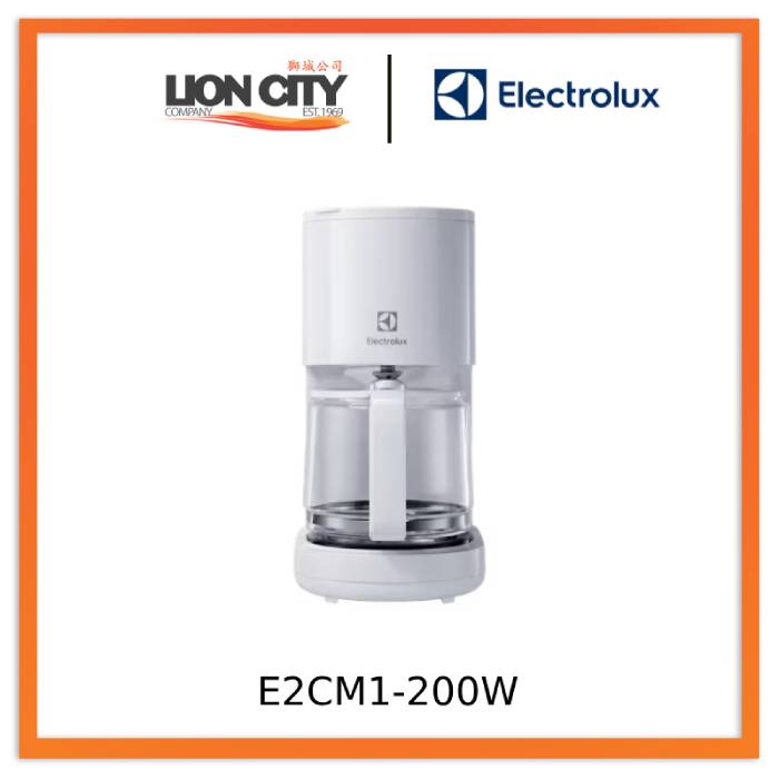 Electrolux E2CM1 200W 1.25L Drip Coffee Maker - Compact & Fast Brewing for Home, Office, or Travel Use