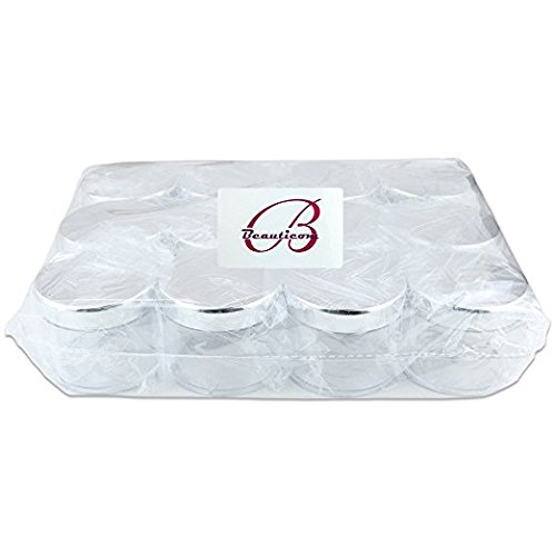 Beauticom 60 Grams/60 ML (2 Oz) Round Clear Leak Proof Plastic Jars with Silver Lids - 384 Pack for Travel Storage, Makeup, Cosmetics, Lotion, Creams, Oils | Ideal for DIY Beauty Products, Salves, Ointments & Home Organization