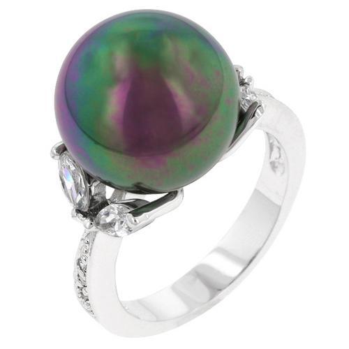 Exquisite Tahitian Princess Ring - Genuine Black Pearl & Sterling Silver Jewelry for Women - Perfect for Weddings, Anniversaries & Special Occasions