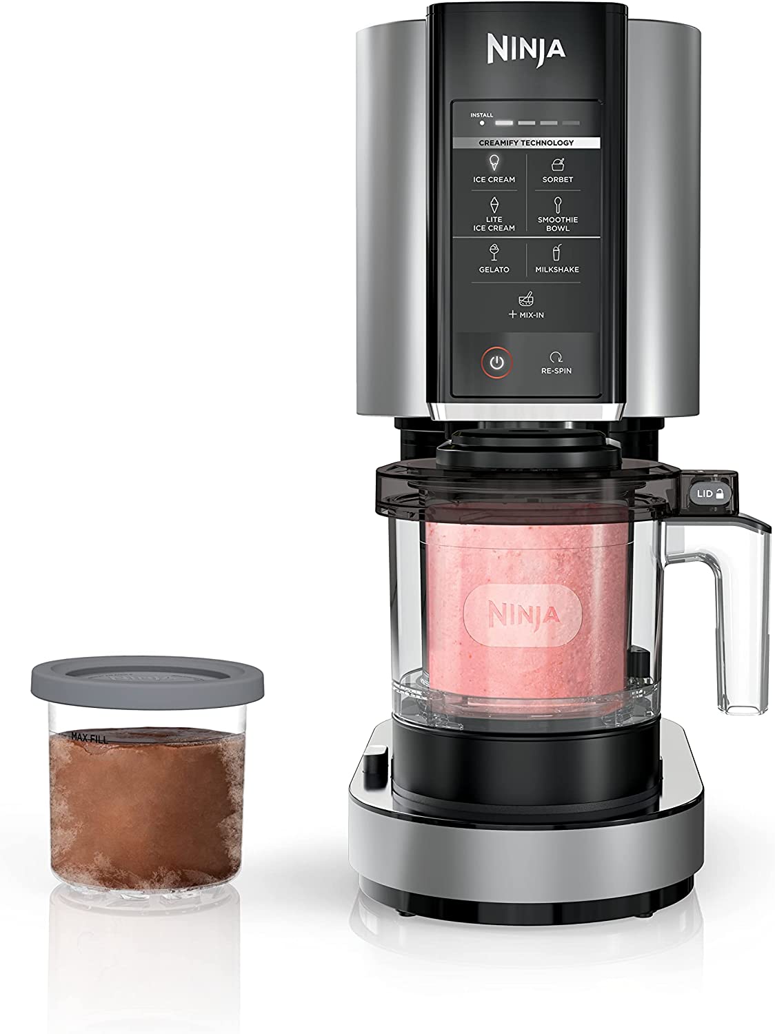 Ninja NC301 CREAMi Ice Cream Maker - 7 One-Touch Programs for Gelato, Sorbet, Milkshakes & Smoothie Bowls | Includes 2 Pint Containers with Lids | Compact & Kid-Friendly | Perfect for Home Desserts, Parties & Healthy Snacks