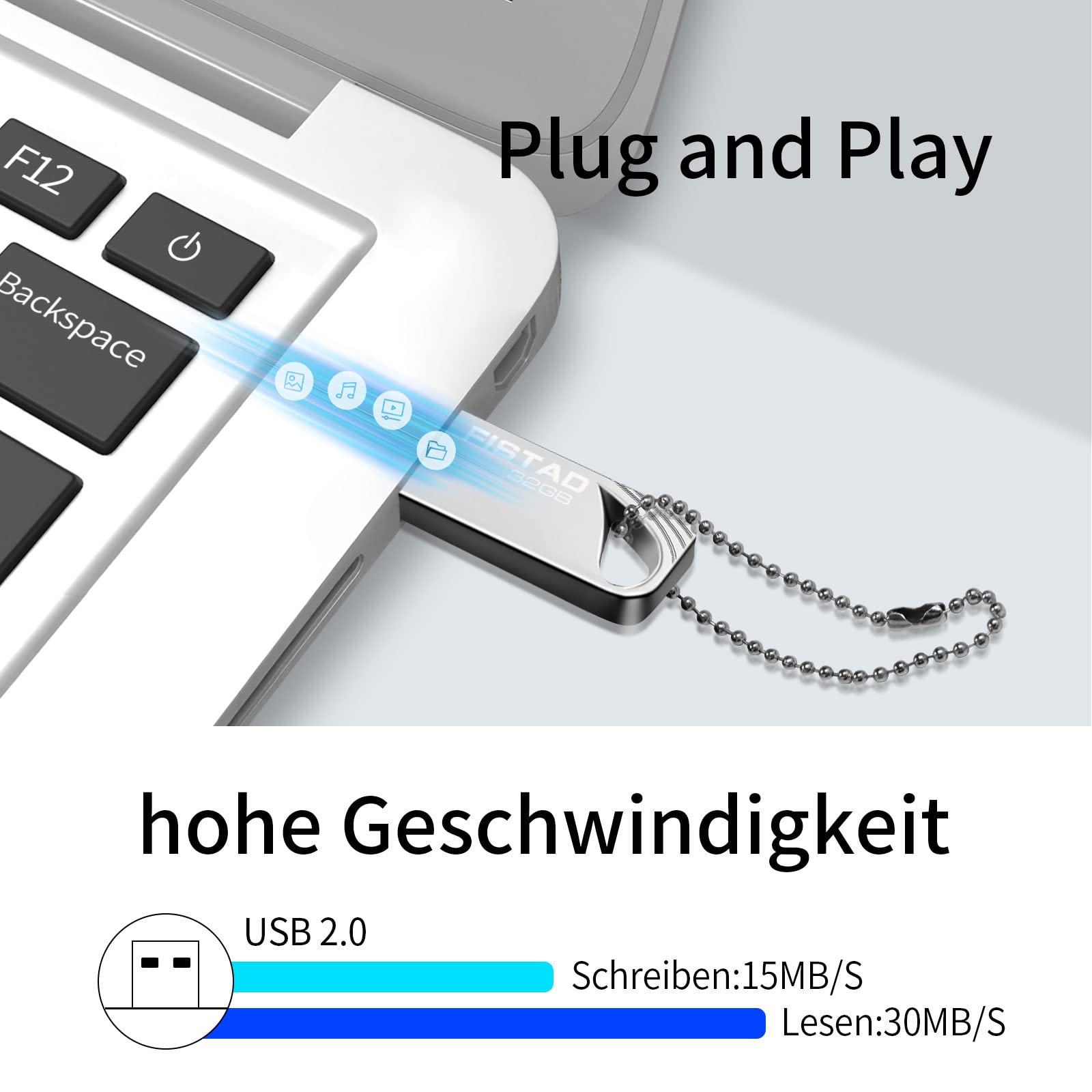 32GB USB 2.0 Flash Drive for Computer, Laptop & Car Storage