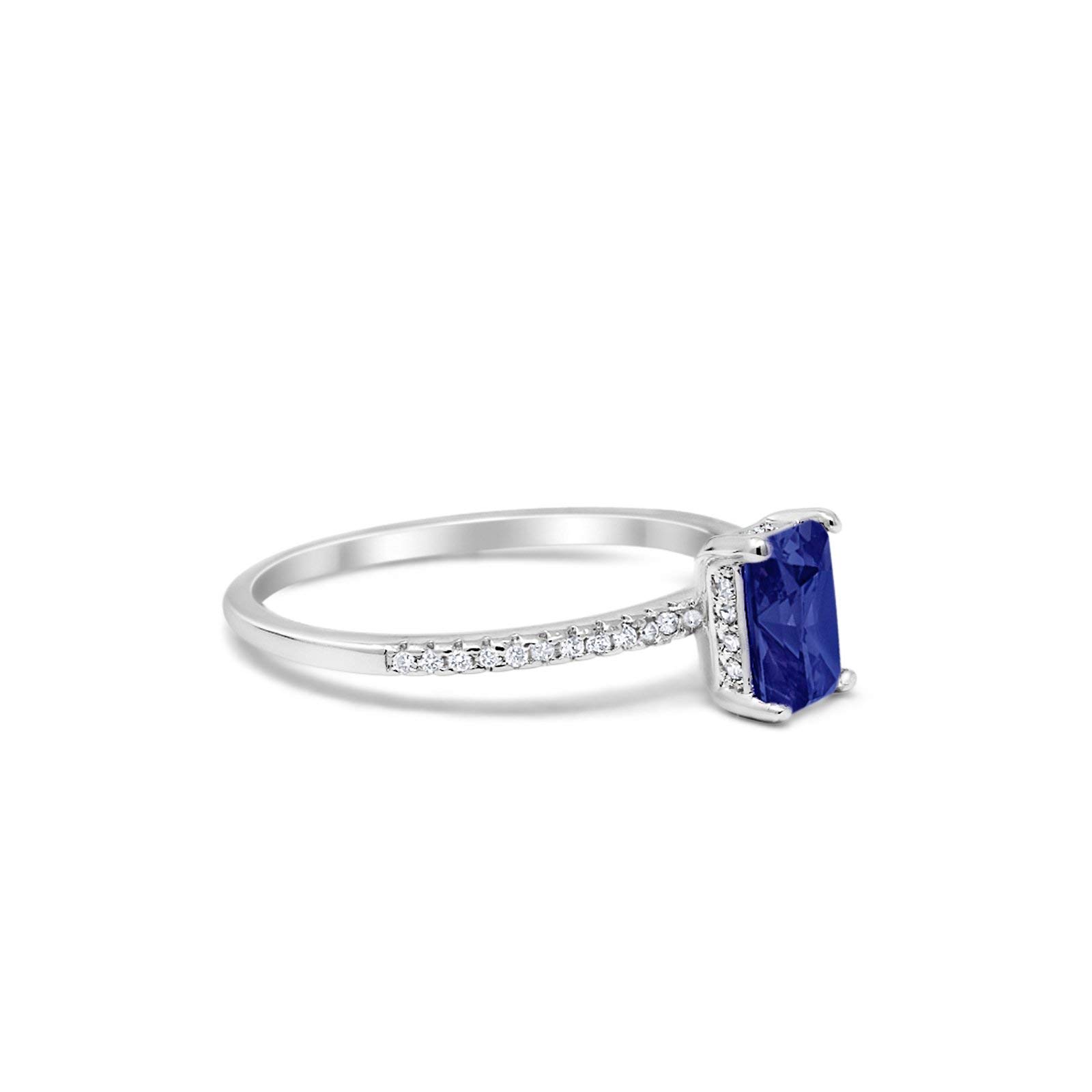 Blue Apple Co. Art Deco Radiant Cut Wedding Engagement Ring - 925 Sterling Silver Round Cubic Zirconia for Women - Perfect for Proposals, Anniversaries & Special Occasions
