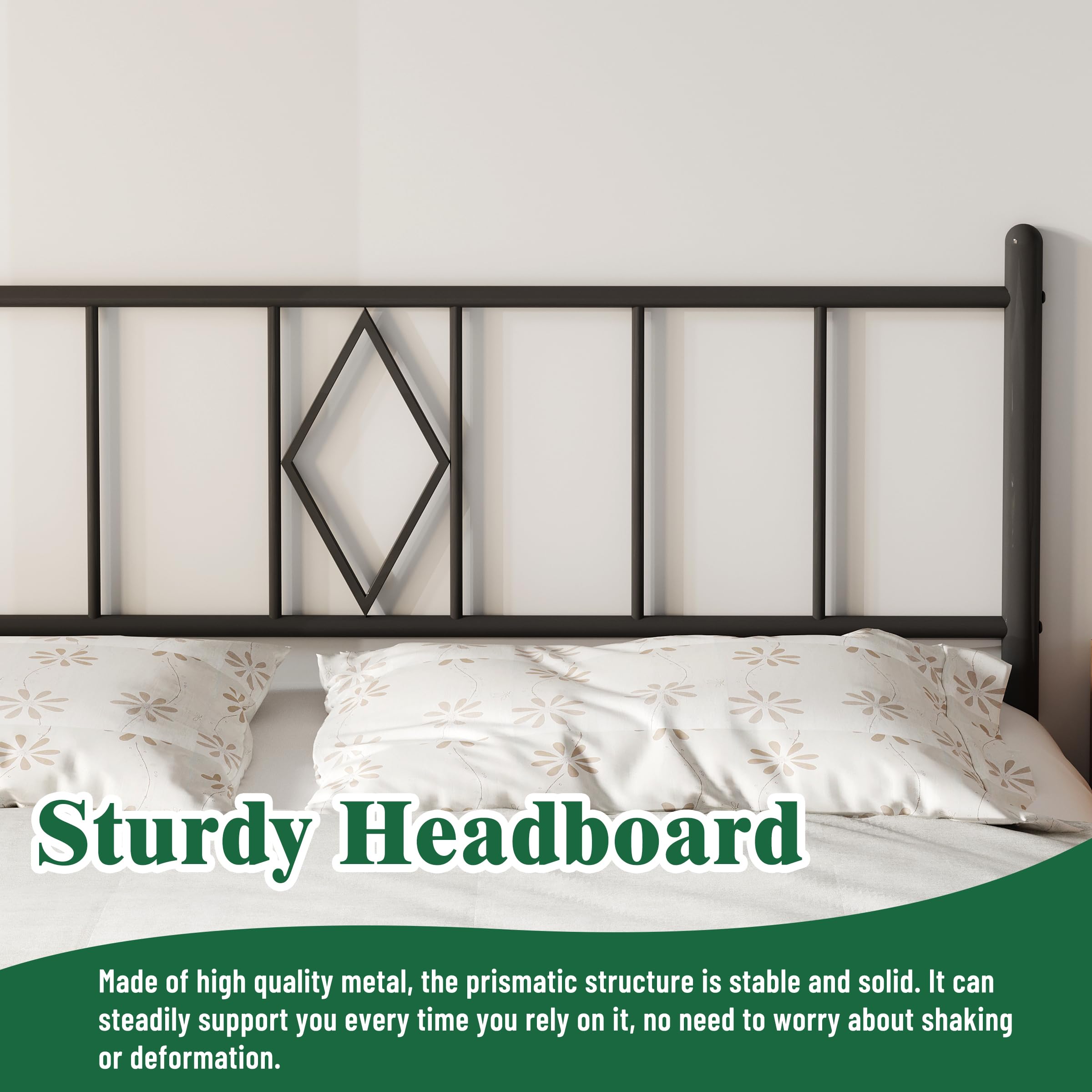 14 Inch Twin Size Bed Frame with Headboard & Footboard - Sturdy Metal Slats, Under Bed Storage, No Box Spring Needed - Quiet & Easy Assembly - Black - Perfect for Kids Rooms, Guest Beds & Small Spaces
