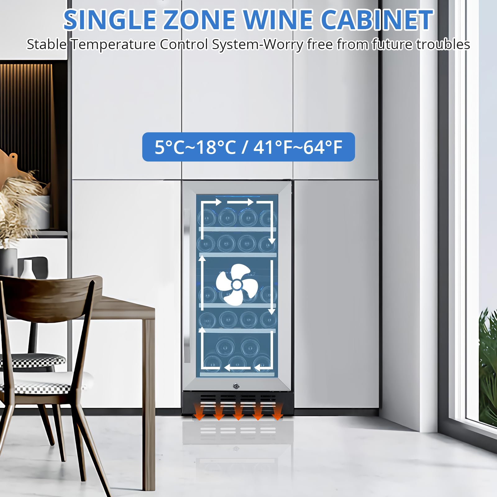 28 Bottle Dual Zone Wine Cooler Refrigerator - Compressor Cooling System, 41°F to 64°F Digital LED Touch Control, Frost-Free Lockable Cabinet with Single Glass Door - Freestanding or Built-In Design for Home, Bar, Restaurant & Wine Cellar Storage