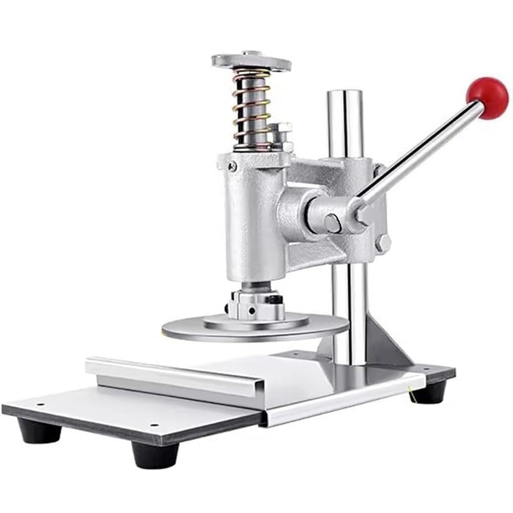 Commercial Stainless Steel Pizza Dough Press Machine - Adjustable Thickness Manual Dough Press with Pull-Out Tray for Pizza, Tortilla, Pastry (16cm) - Perfect for Pizzerias, Bakeries & Home Kitchens