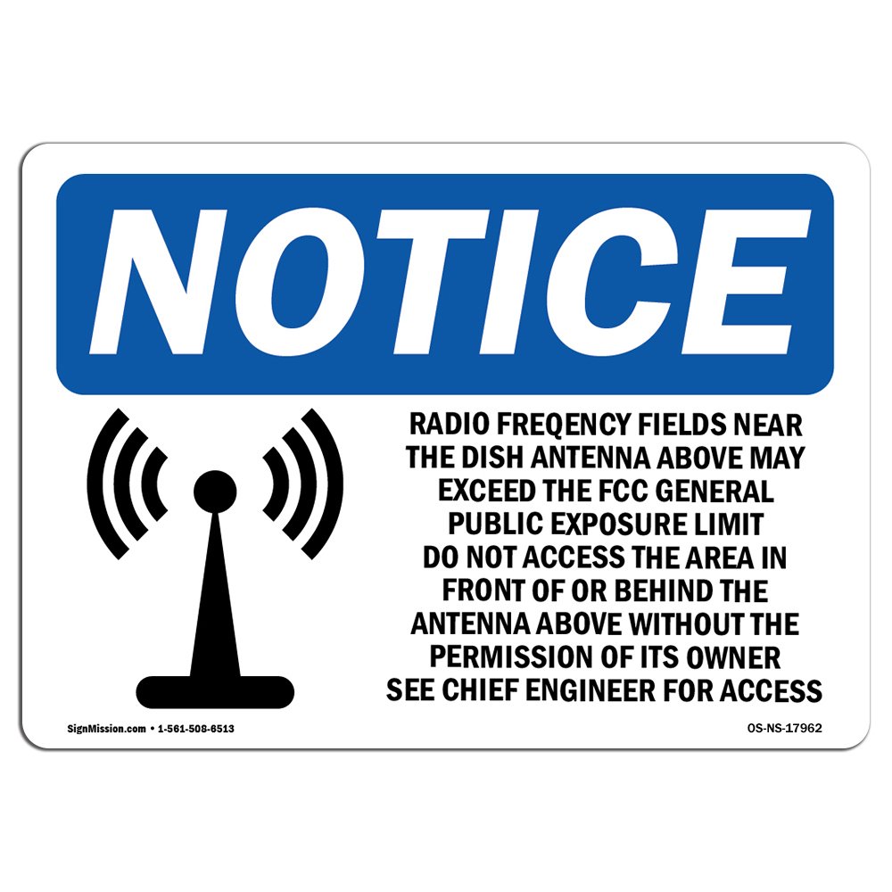 OSHA Compliant Radio Frequency Fields Warning Sign with Symbol - Durable Vinyl Label Decal for Construction Sites & Workplaces | Made in USA | Ideal for RF Hazard Areas, Electrical Rooms & Industrial Safety Zones
