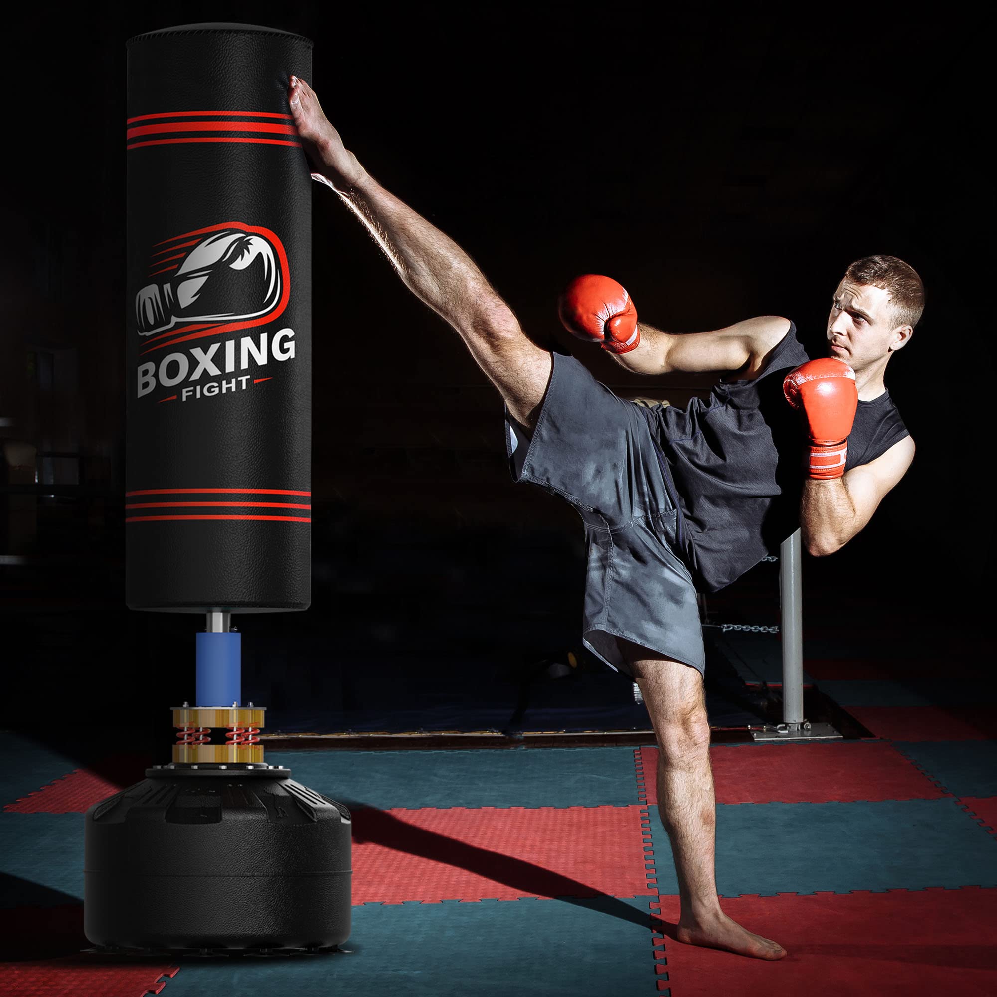 Elevens Freestanding Punching Bag for Adults - Heavy Duty Boxing Training Equipment for Home Gym, MMA, Kickboxing & Fitness Workouts | Perfect for Garage, Basement & Backyard Training