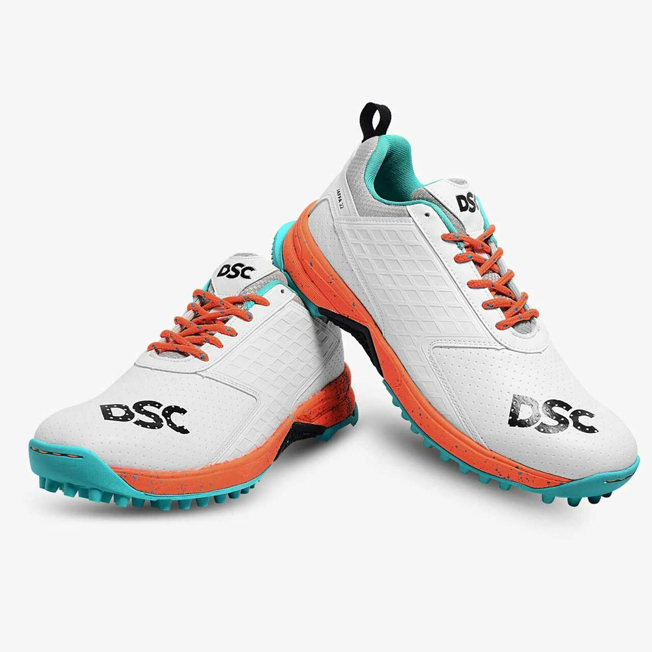 DSC Jaffa 22 White & Orange Junior Youth Cricket Shoes - Perfect for Kids Cricket Matches & Training Sessions