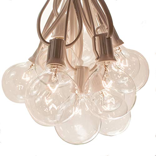 100 Foot G50 Clear Bulbs - White Wire