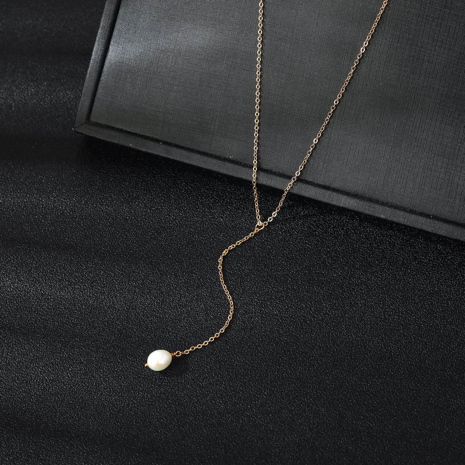 Elegant Gold Y Necklace for Women - Pearl & CZ Diamond Pendant, 18K Gold Plated, Perfect for Parties & Gifts