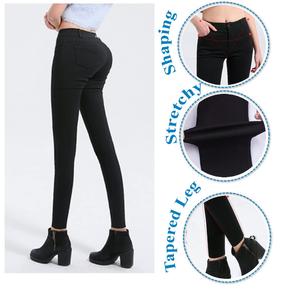 AIDAYOU Women's Stretch Office Dress Pants - Black Business Casual Slim Fit Wrinkle-Free Work Pants for Professional & Everyday Wear - Perfect for Office, Meetings, and Smart Casual Outfits