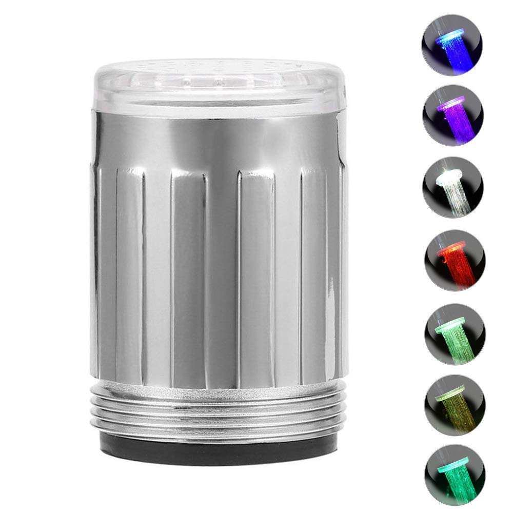 3-Color Temperature Sensitive LED Faucet Aerator - Gradient Light Shower Head for Kitchen, Bathroom, Sink (3 Pack) - Perfect for Kids Hand Washing, Dish Cleaning & Water Conservation