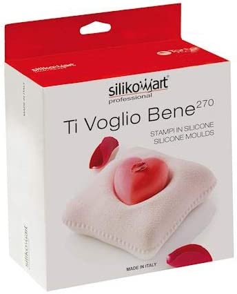 Silikomart Heart Cushion Ti Voglio Bene 270 Silicone Mold - Premium Baking Mold for Cakes, Cupcakes & Chocolates - Perfect for Valentine's Day, Weddings & Romantic Desserts