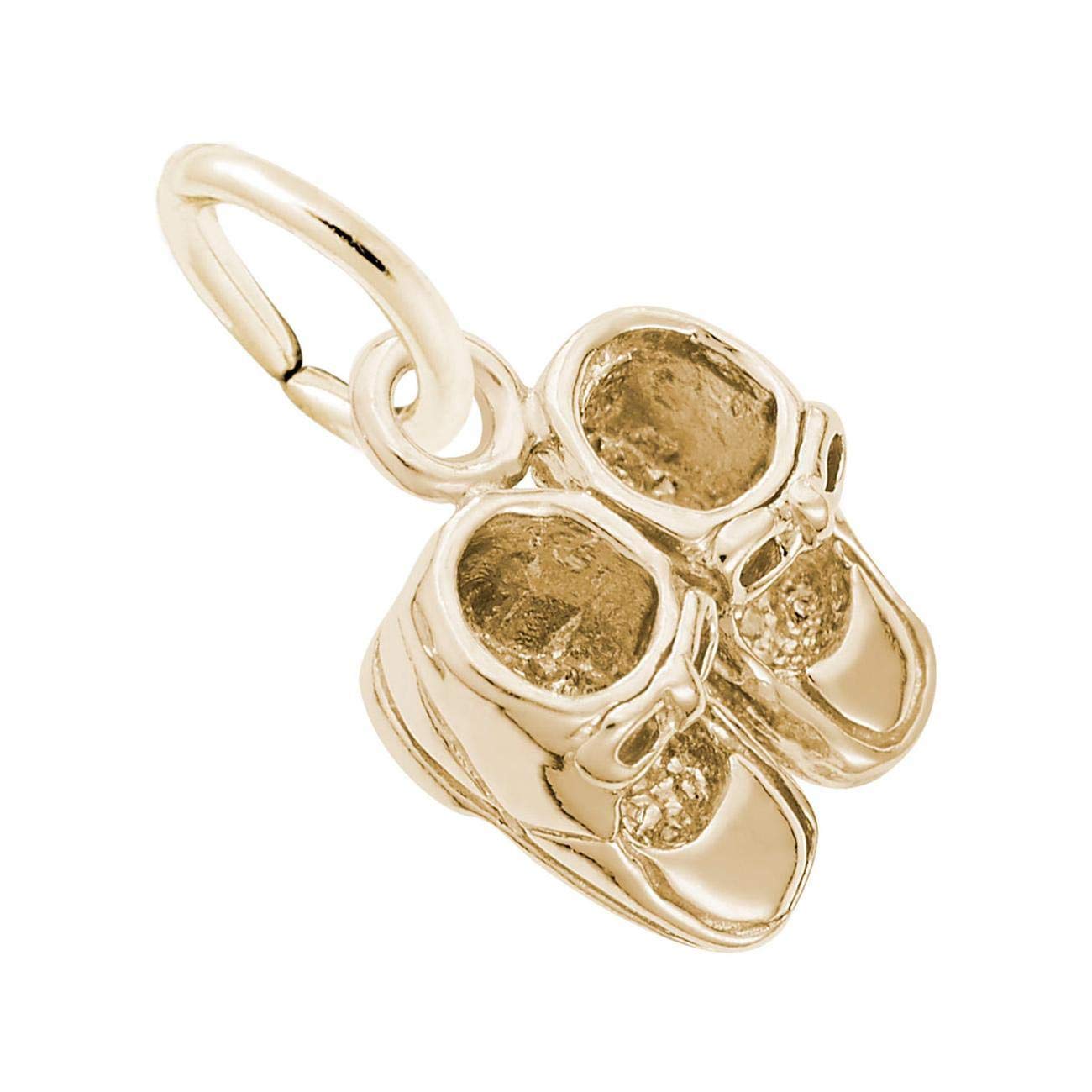 Rembrandt Yellow Gold Baby Booties Charm - Sterling Silver Jewelry for Bracelets & Necklaces - Perfect for Newborn Gifts & Keepsakes