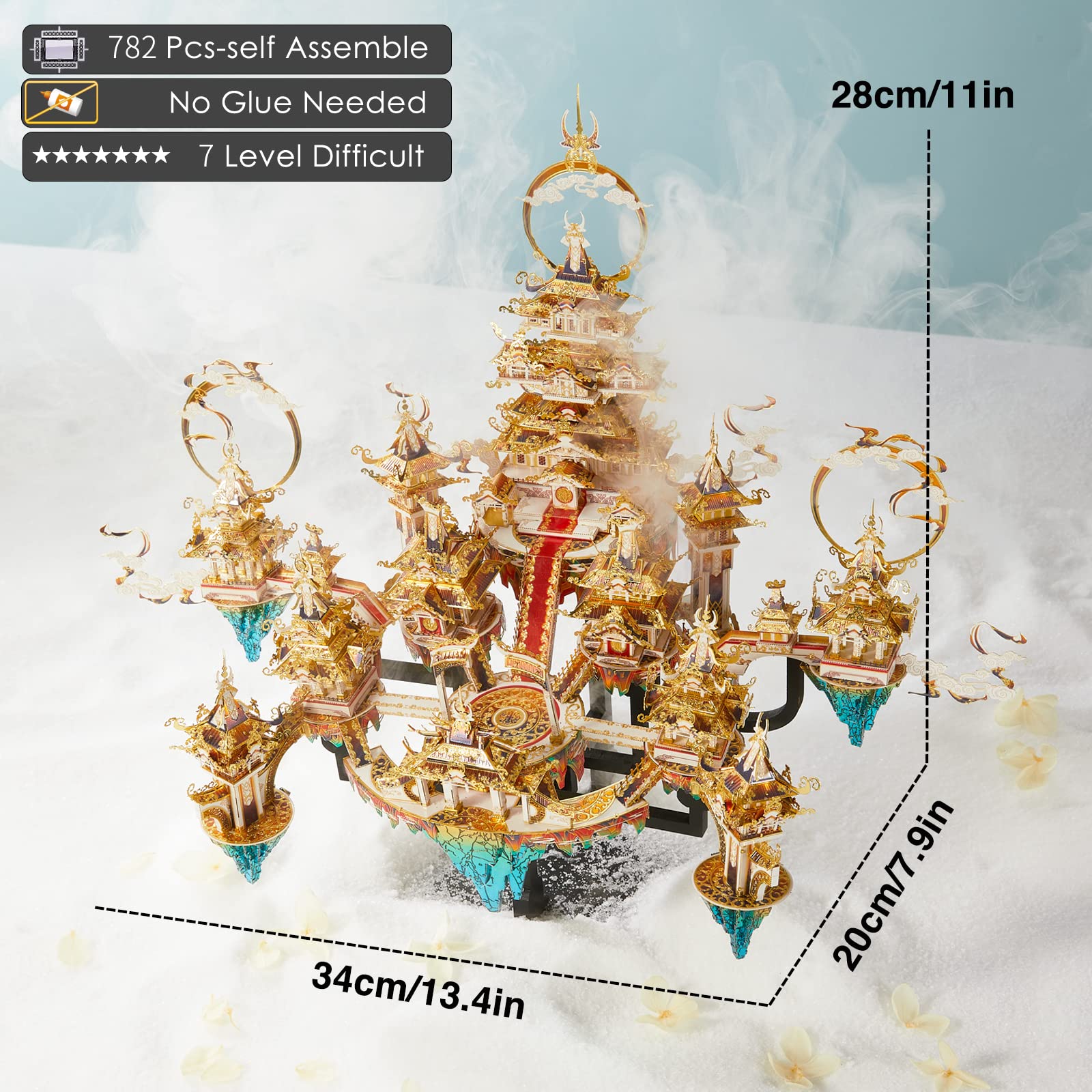 Piececool 3D Metal Puzzle Kits - LINGXIAO Palace DIY Model Building Set for Adults, Brain Teaser Construction Toy | Perfect Gift for Men, Women & Family | Home Decor, Office Display & Stress Relief Activity