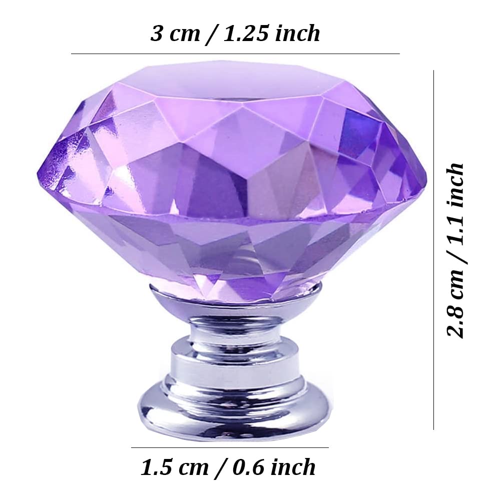 Ousyaah 9 Pack Crystal Glass Cabinet Knobs - Elegant Dresser Drawer Pulls & Furniture Handles for Kitchen Cabinets, Wardrobes, Cupboards & DIY Home Decor (Purple) - Perfect for Bedroom, Bathroom & Office Furniture Upgrade