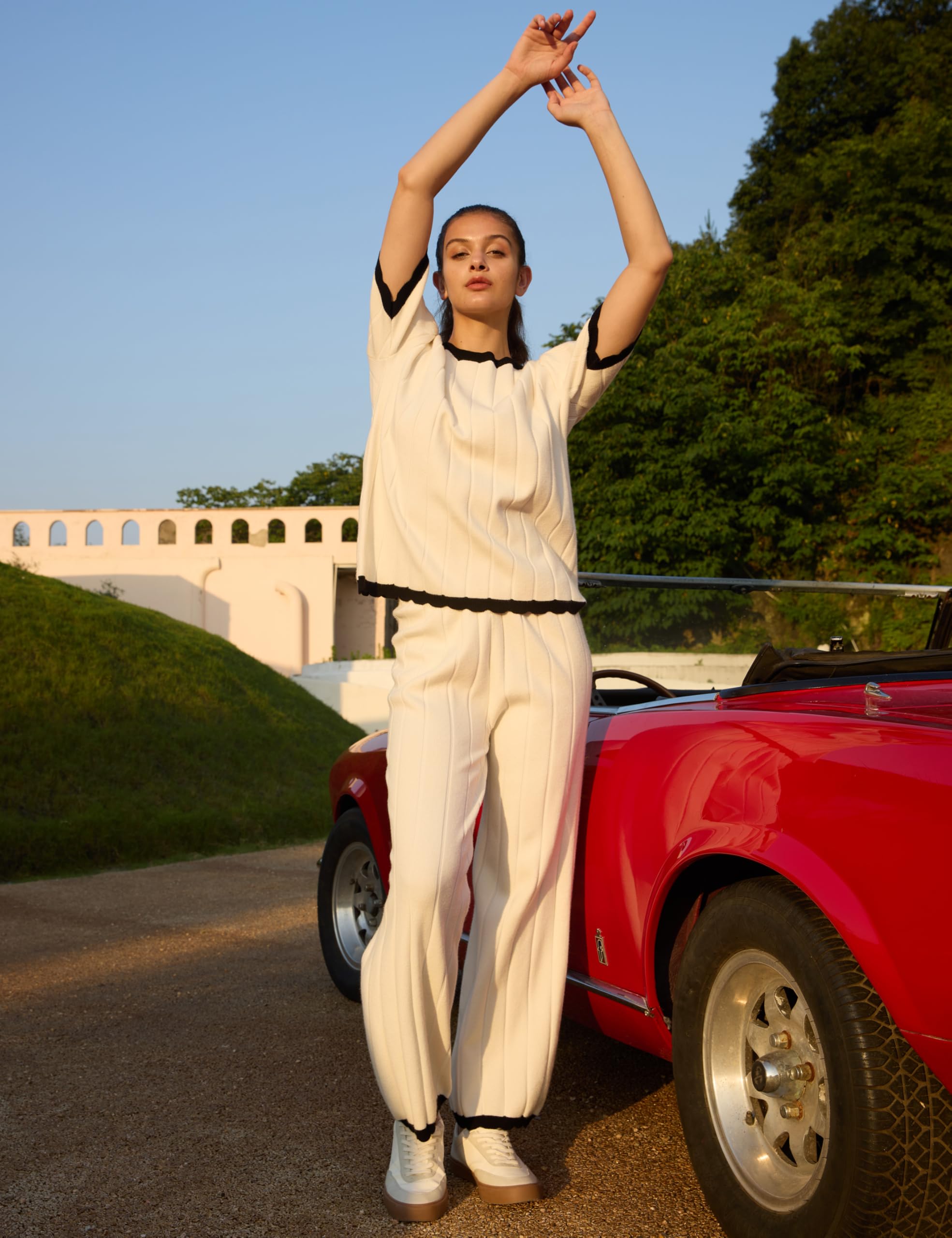 Women's Lumister Two Piece Sweater Set - Short Sleeve Knit Pullover Top & Wide Leg Lounge Pants | Casual Outfit, Home Wear, Relaxing Comfort
