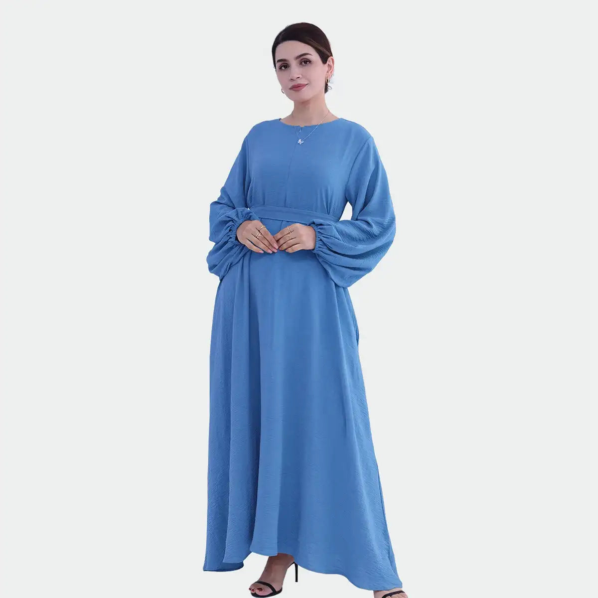 Elegant Muslim Women's Cuff Sleeve Abaya Dress - Modest Islamic Prayer Dress for Daily Wear & Special Occasions