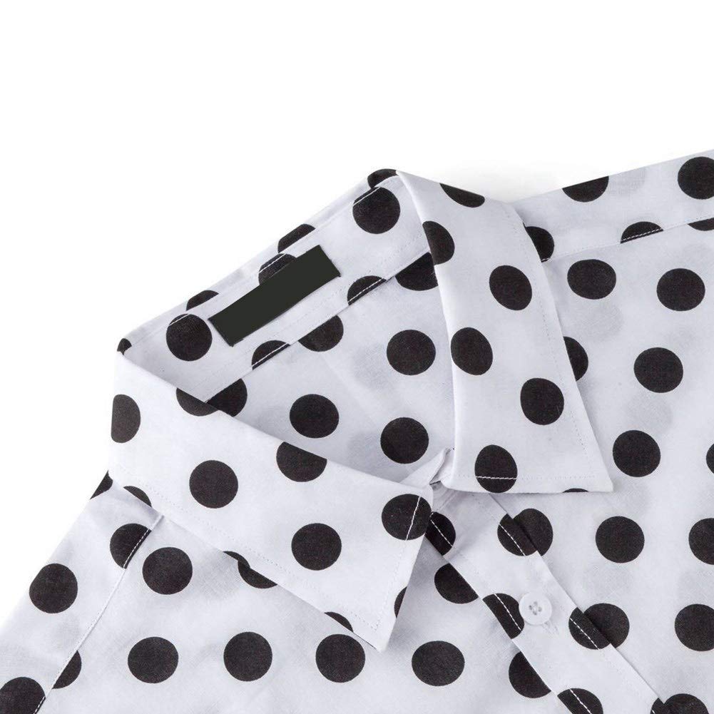 Men's Casual Cotton Polka Dot Long Sleeve Button Down Dress Shirt - Slim Fit Office Wear & Date Night Outfit