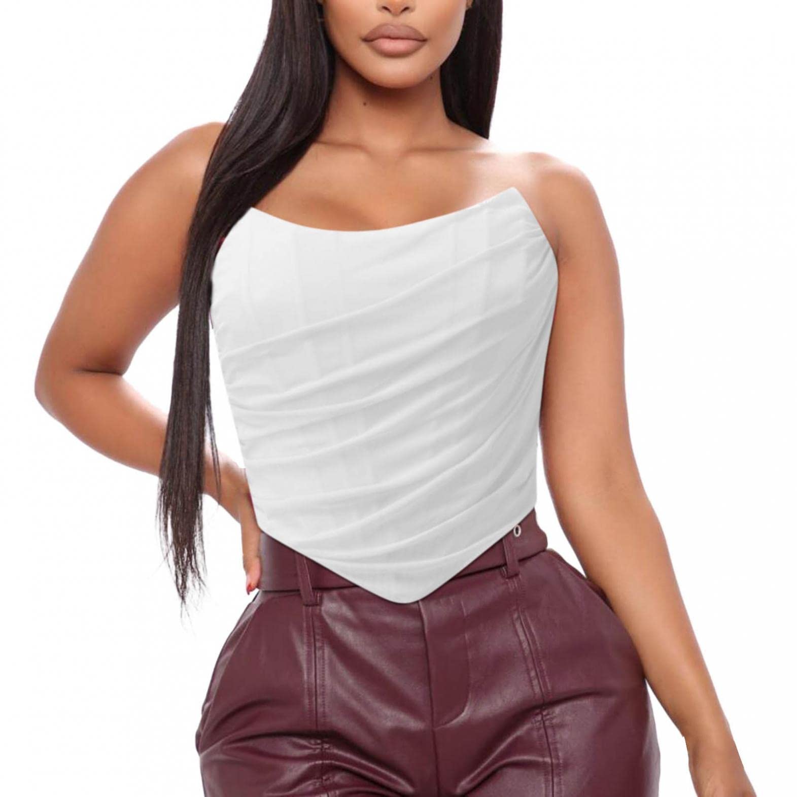 Vintage Corset Top for Women - Hourglass Open Back Strapless Boned Mesh Bustier with Zip Back | Corset Bodyshaper Crop Top for Shapewear, Burlesque, Cosplay & Night Out
