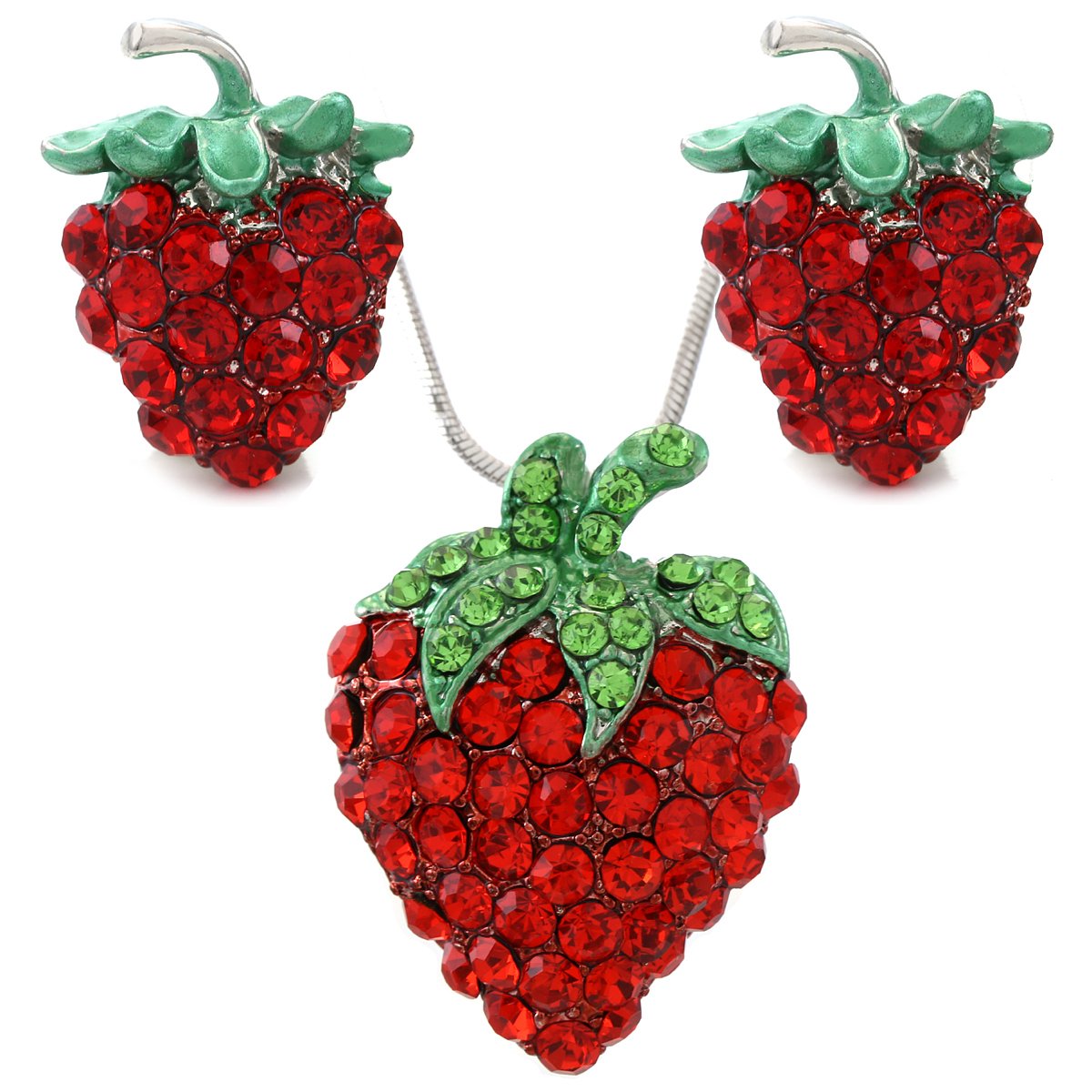 Strawberry Apple Fruit Pendant Necklace - Cute Red Charm Jewelry for Women & Girls - Perfect for Valentine's Day, Birthday Gifts & Everyday Fashion Accessories