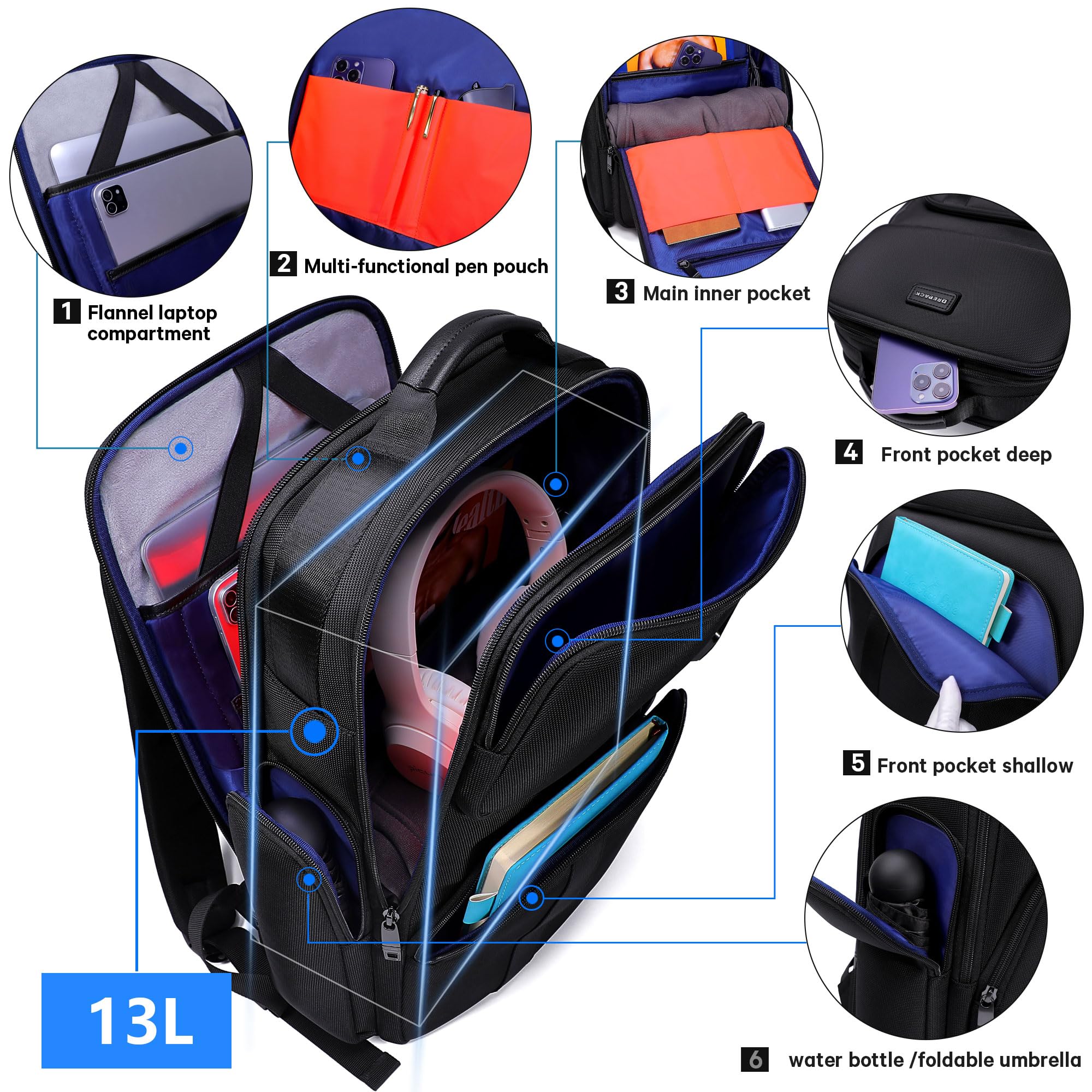 Durable Waterproof Laptop Backpack with USB-C Charging Port - Anti-Theft 15.6 Inch Notebook Bag for Travel, Work & School - TSA-Friendly Design, Perfect Gift for Professionals & Students