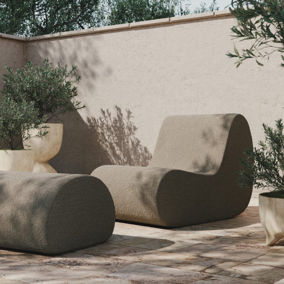 FERM LIVING Rouli Pouf - Pure Bouclé/Sand Textured Round Ottoman Stool - Modern Boho Home Decor for Living Room, Bedroom & Nursery