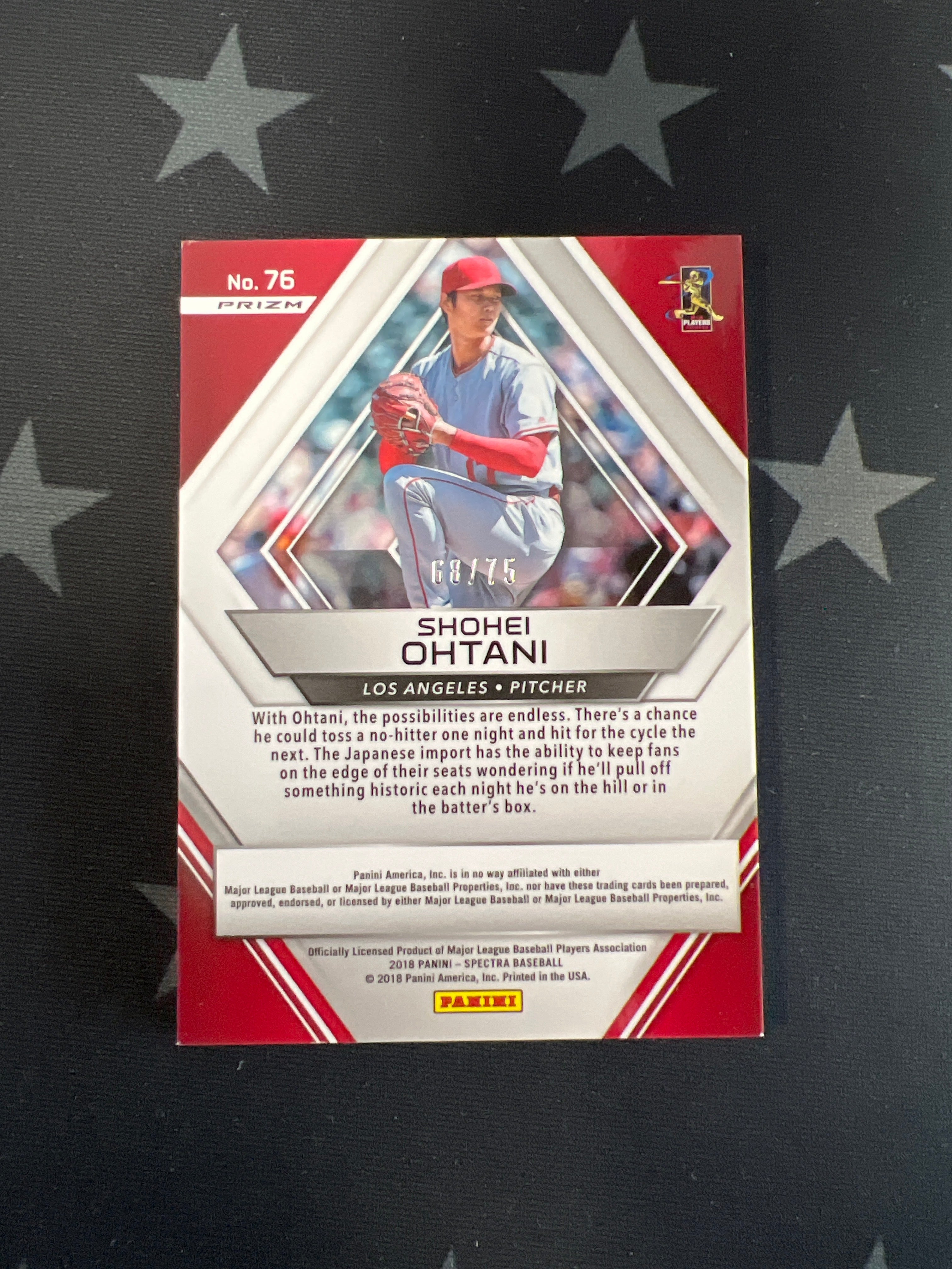 2018 Panini Spectra Shohei Ohtani RC #76 Neon Pink /75 - Rare Baseball Trading Card for Collectors - Perfect for Sports Memorabilia Displays & Investment Collections
