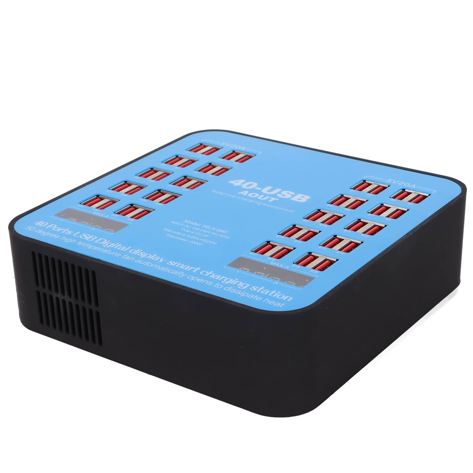40-Port 200W USB Charging Station - Fast Multi-Device Charger Hub for Smartphones, Tablets & Laptops - Perfect for Offices, Schools, and Homes