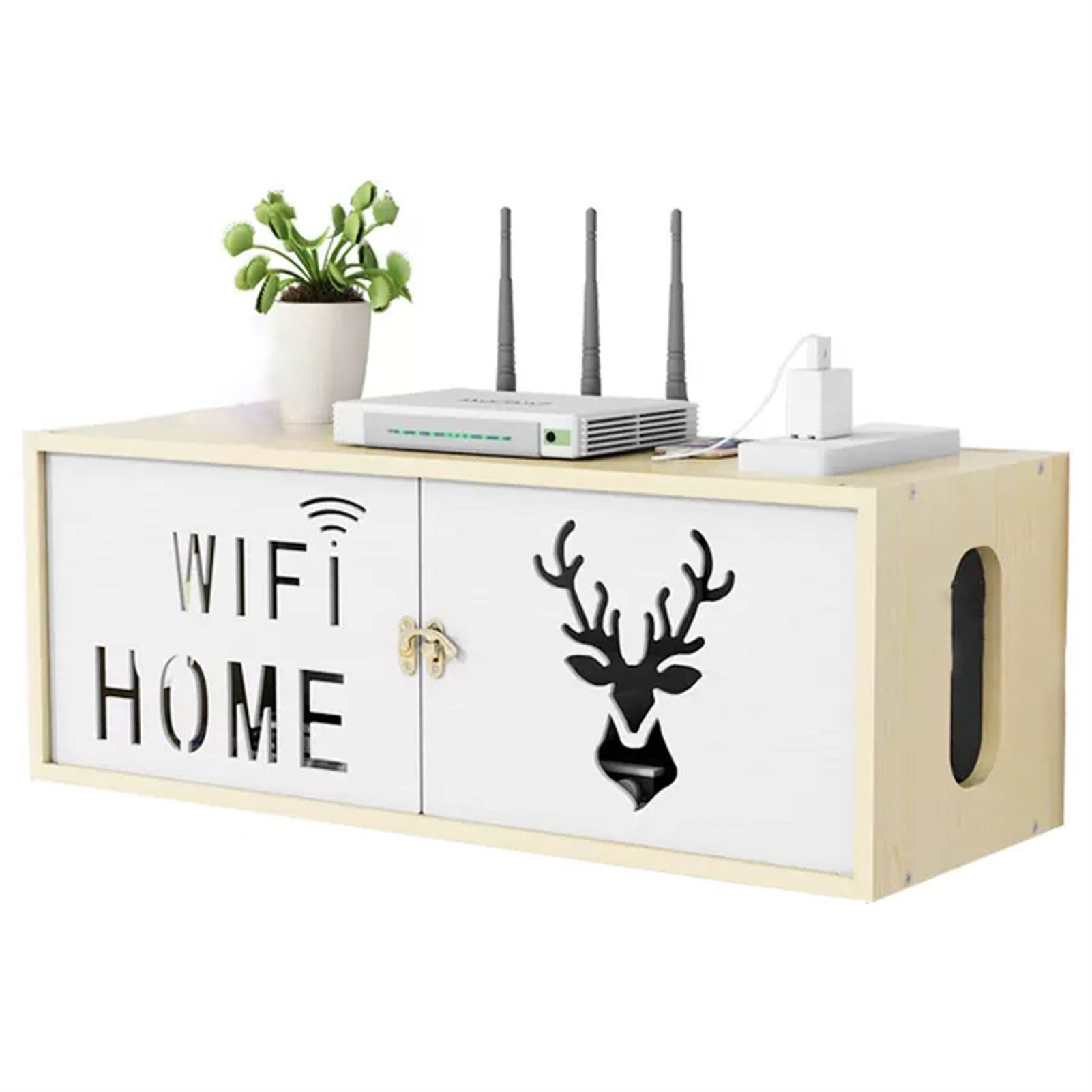 Wall-Mounted WiFi Router Storage Box with Cable Management - Decorative Cover for Hiding Wires, Modems & TV Set-Top Boxes - Perfect for Home & Office Organization