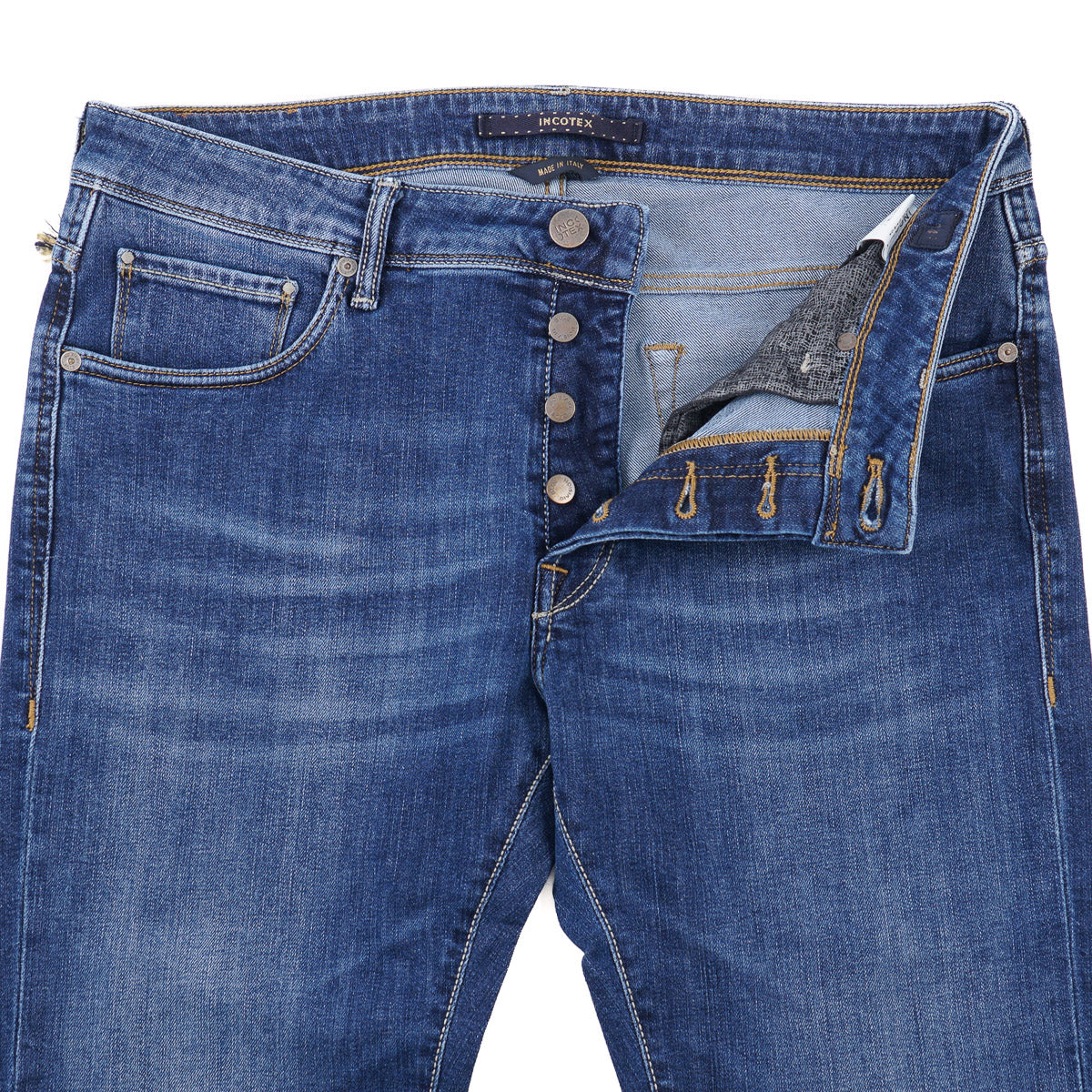 Incotex Slim Fit Medium Blue Denim Jeans for Men - Comfortable & Stylish Casual Wear for Everyday Outfits