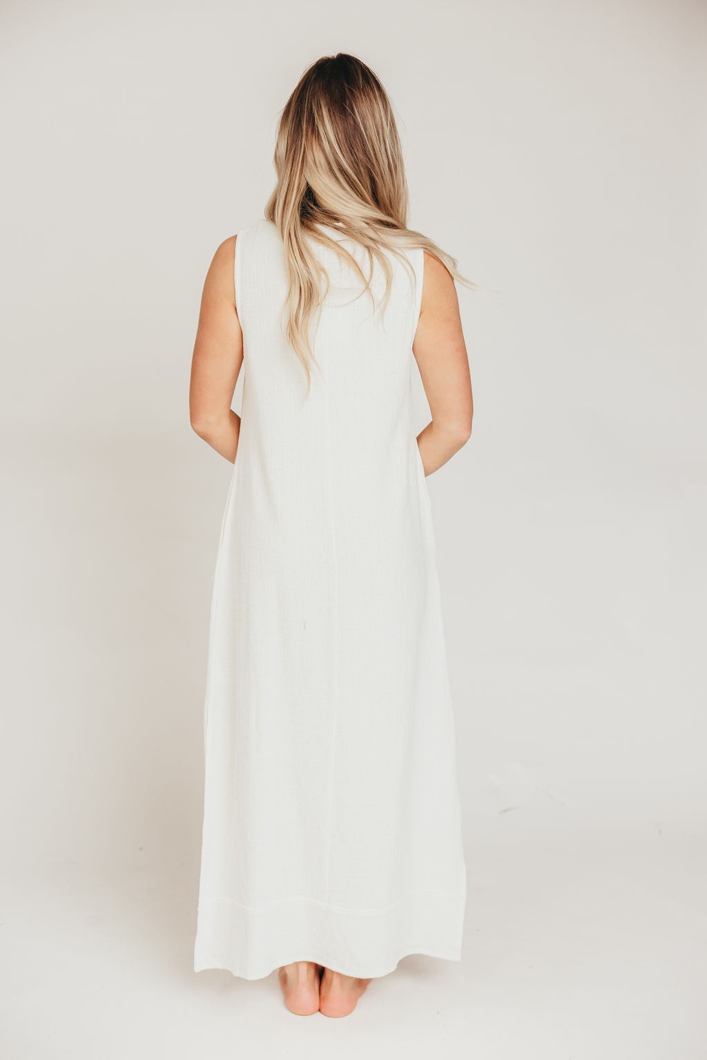 How Sweet It Is Sleeveless Linen Blend Maxi Dress in Ivory - Bump Friendly Maternity Wear for Summer Beach Vacations & Outdoor Weddings