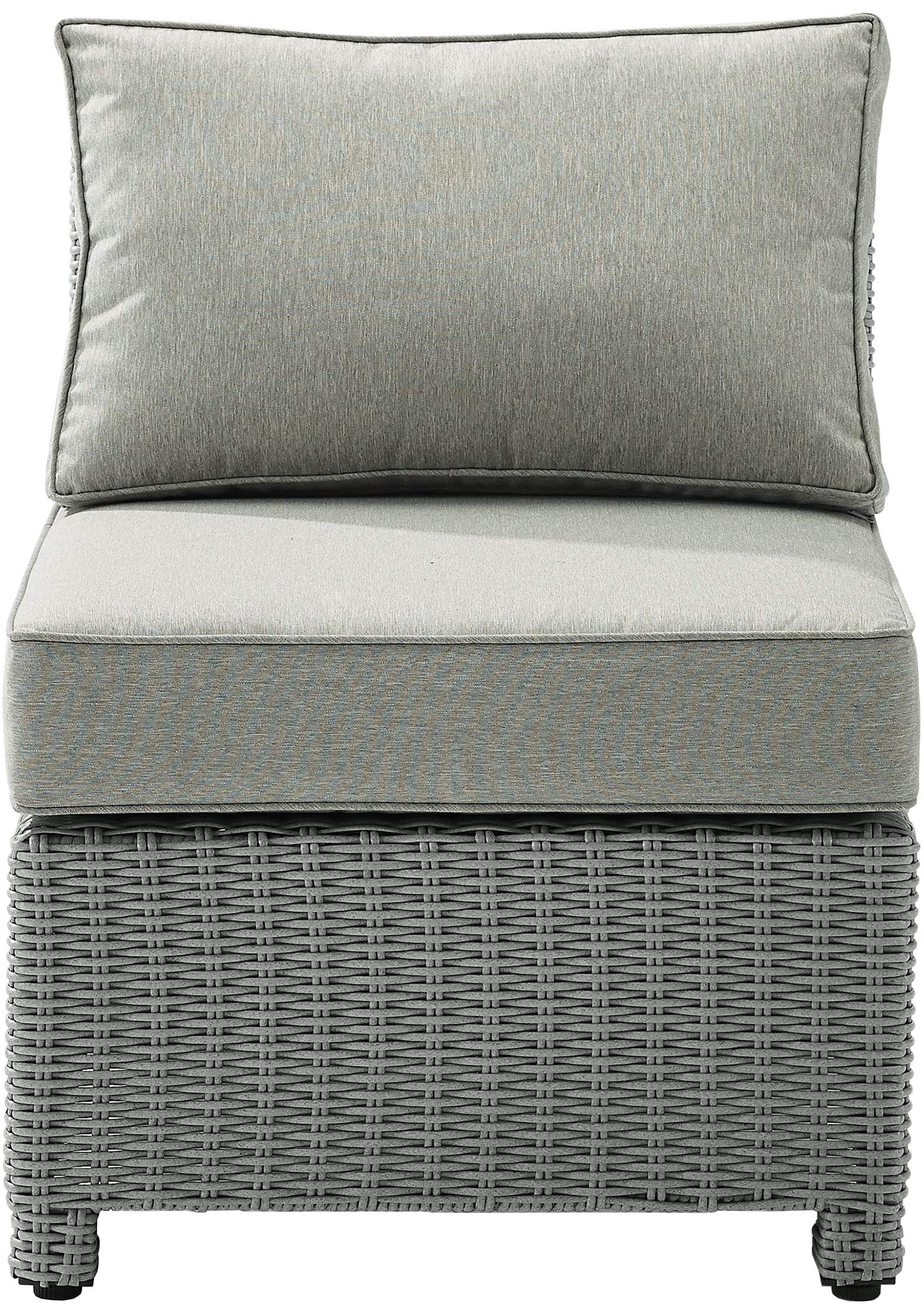 Crosley Bradenton Armless Outdoor Sectional Chair - Gray Wicker Patio Furniture with Gray Cushions for Porch, Deck, Backyard | Perfect for Relaxing, Entertaining & Outdoor Lounging