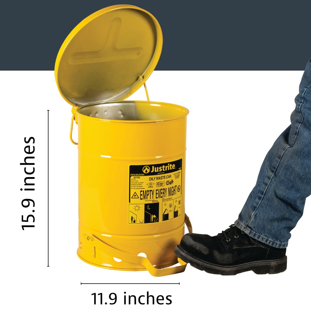 Justrite 6 Gallon Galvanized Steel Oily Waste Can with Foot Pedal | 16