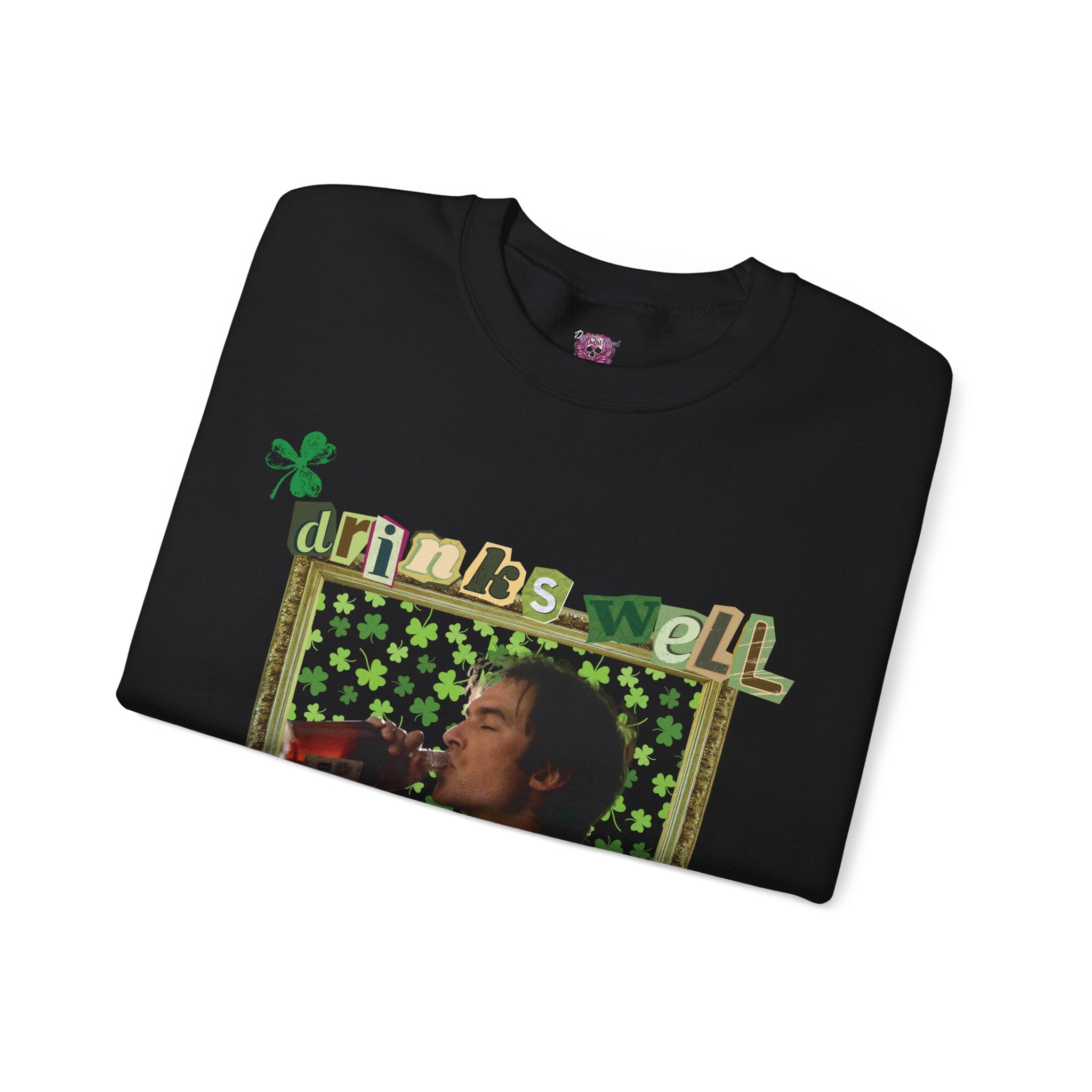 Drinks Well With Others Crew Neck T-Shirt - Funny Drinking Tee for Parties & Social Gatherings