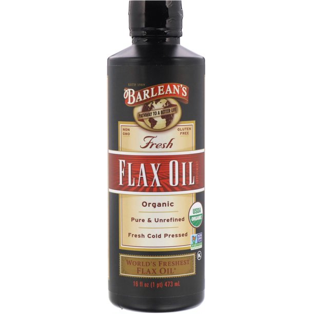 Organic Unrefined Flaxseed Oil 16oz - Cold Pressed, High in Omega-3 - Perfect for Smoothies, Salad Dressings & Skin Care