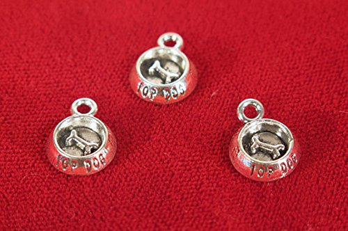 Antique Silver Dog Bowl Charms - Bulk 30pc Set (BC1304B) - Perfect for DIY Jewelry, Pet Lover Gifts & Craft Projects