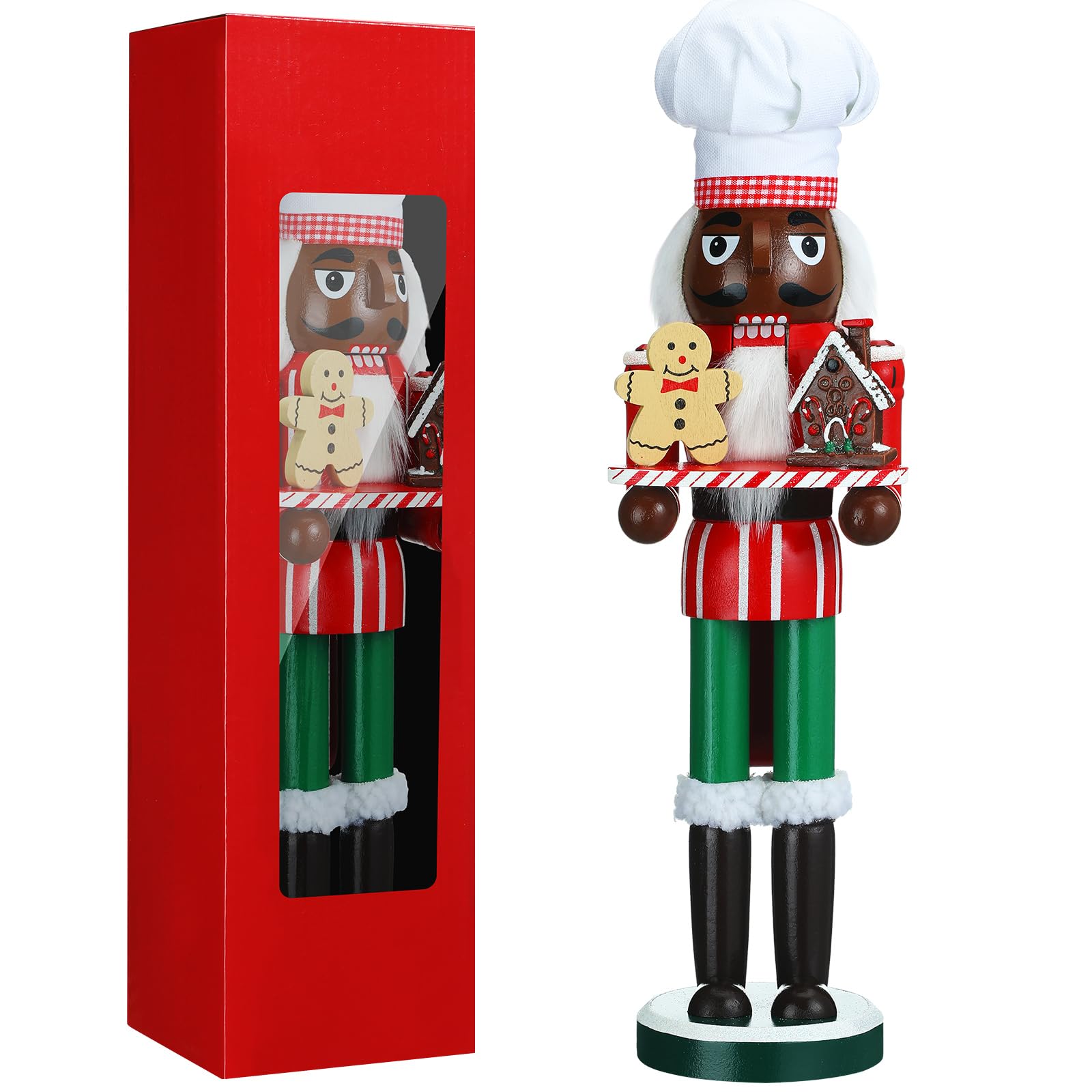 15 Inch Black Wooden Christmas Nutcracker Decor - African American King Figure, Festive Holiday Soldier Nutcracker for Tabletop Decorations | Perfect Christmas Gift for Home, Office & Holiday Parties